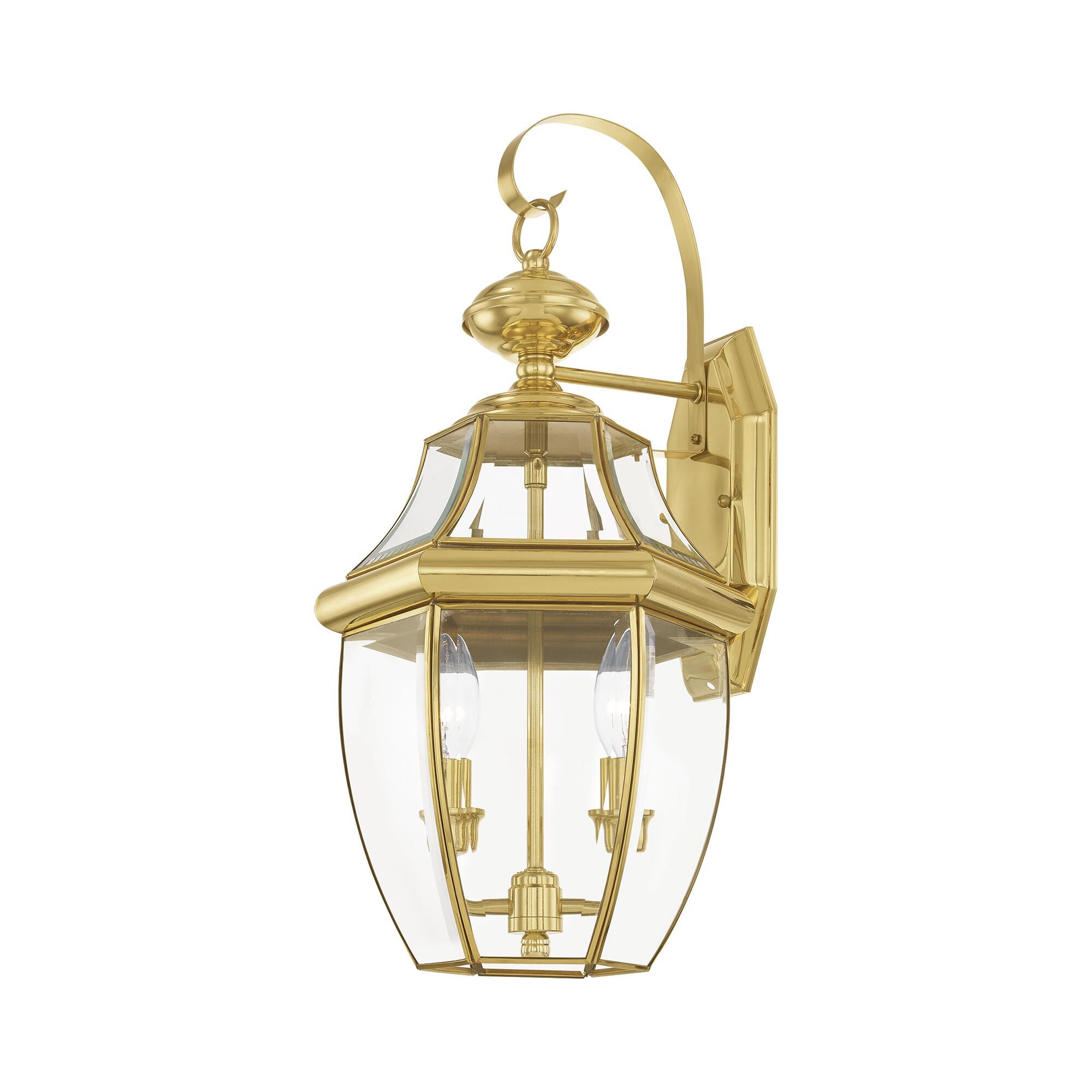 Shown in Polished Brass finish and Clear Beveled glass
