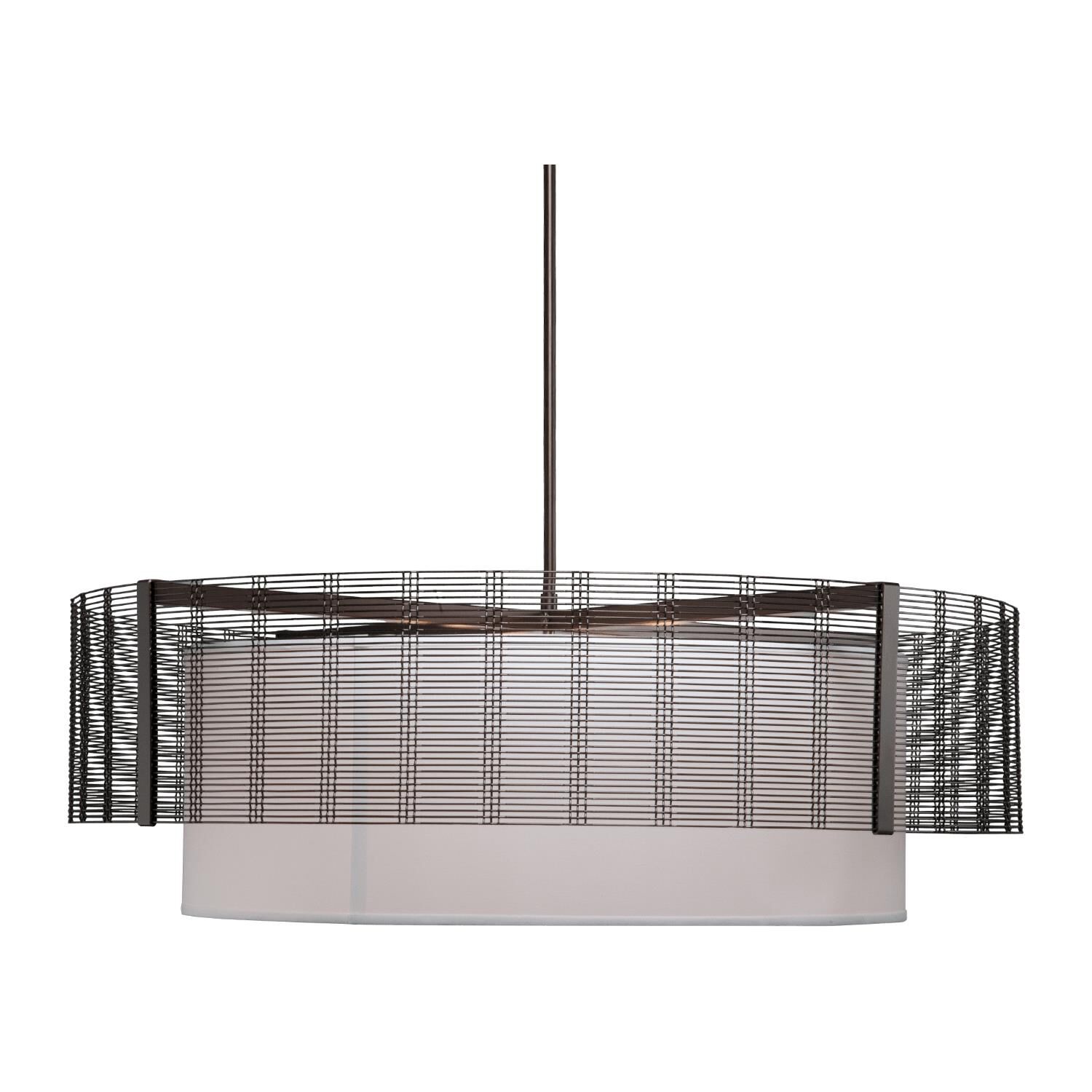 Shown in Flat Bronze finish and White Linen shade