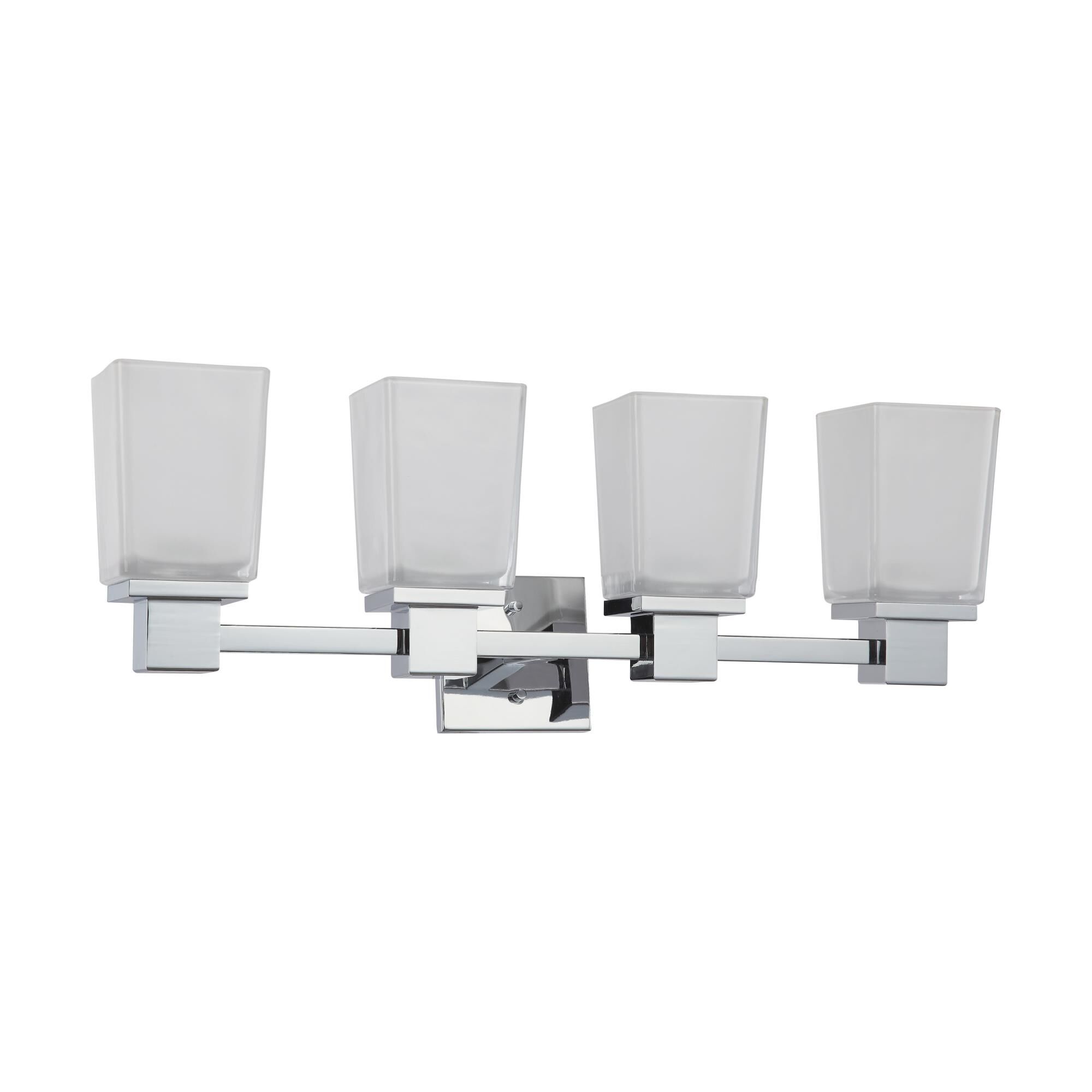 Shown in Polished Chrome finish and Sandstone Etched glass