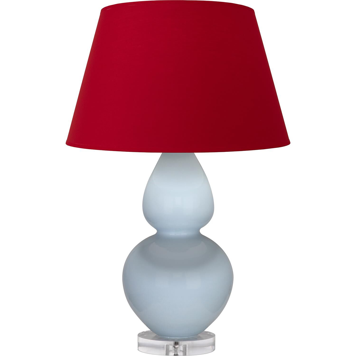 Shown in Baby Blue finish and Black and Red shade and Lucite accent