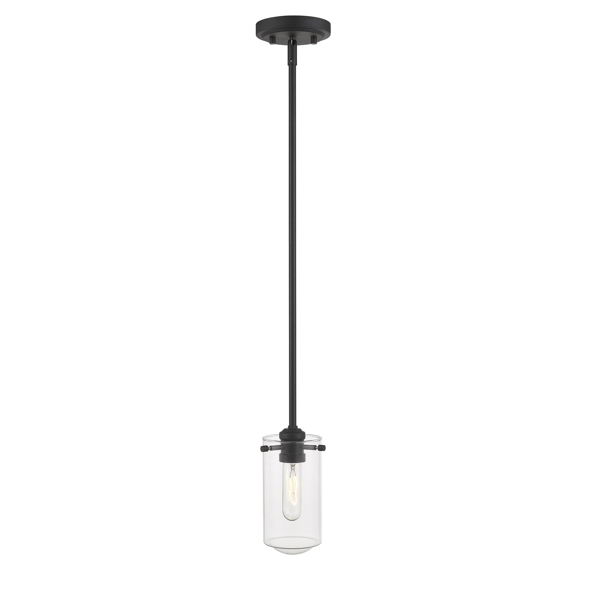 Shown in Matte Black finish and Glass shade