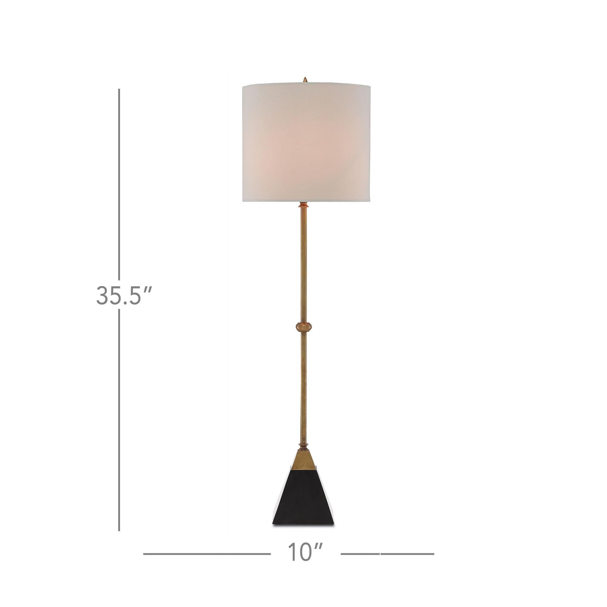 Shown in Vintage Brass/Black finish and Included shade