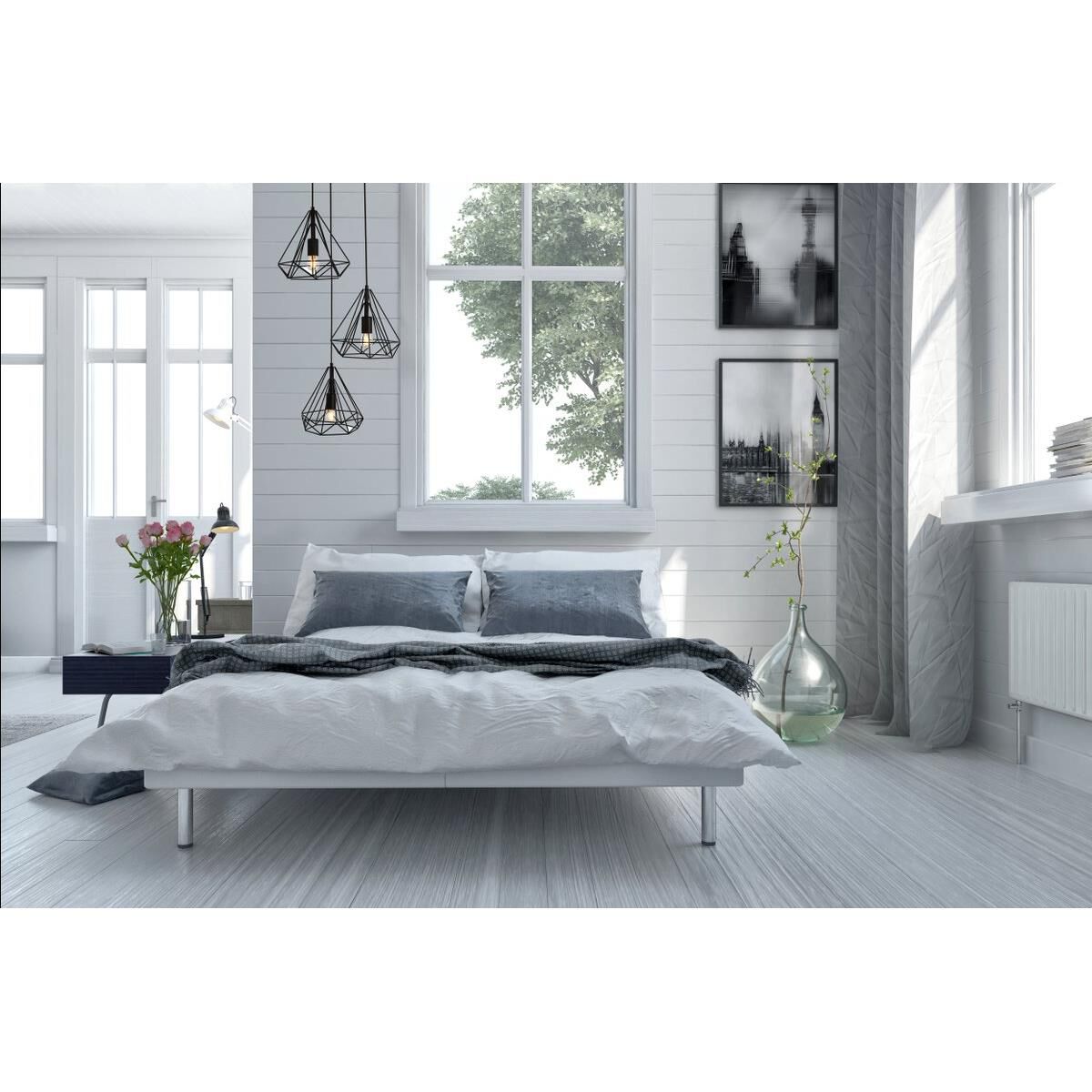 Shown in Black finish and Black Iron shade