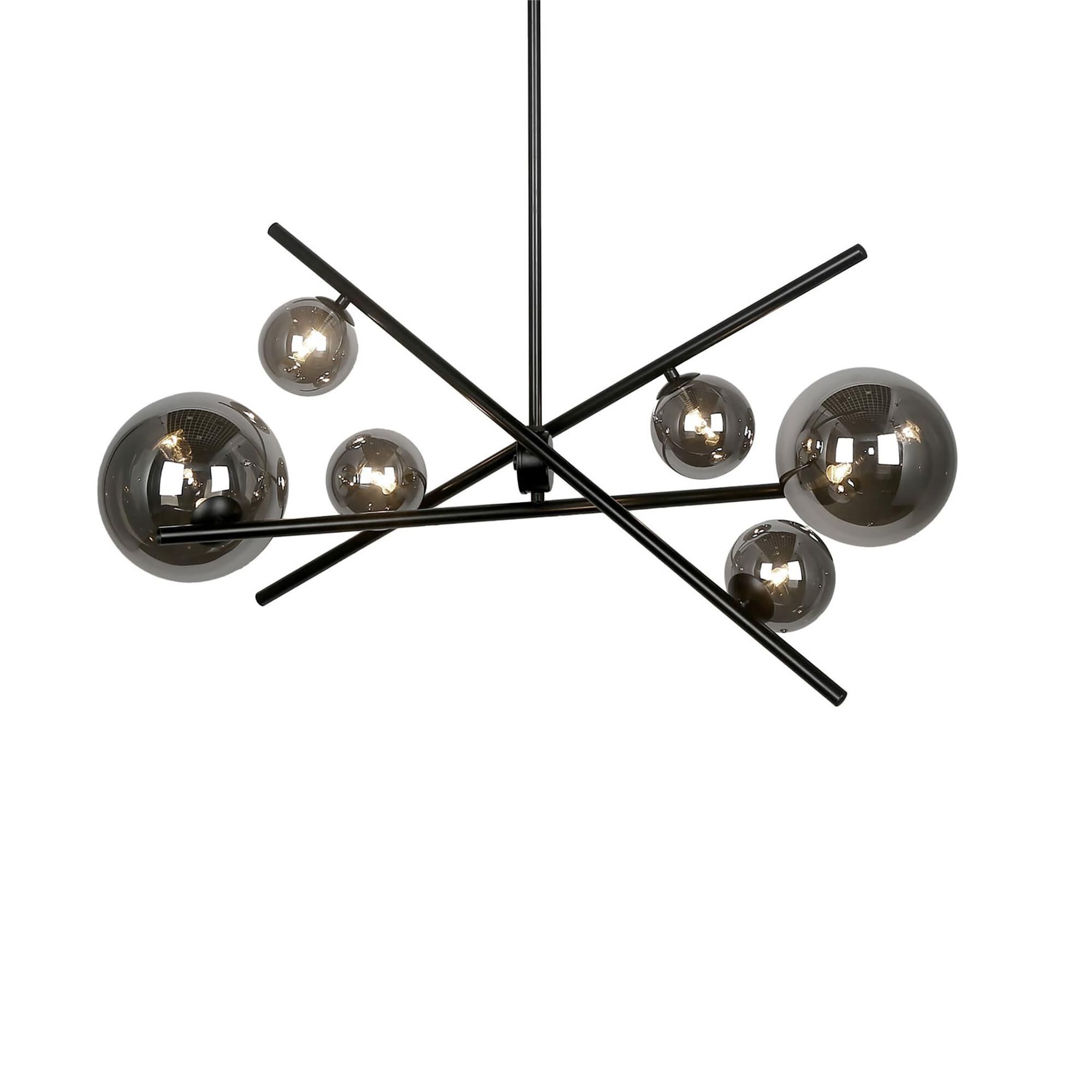 Shown in Black and Smoke finish and Smoked Globe glass and Smoked accent