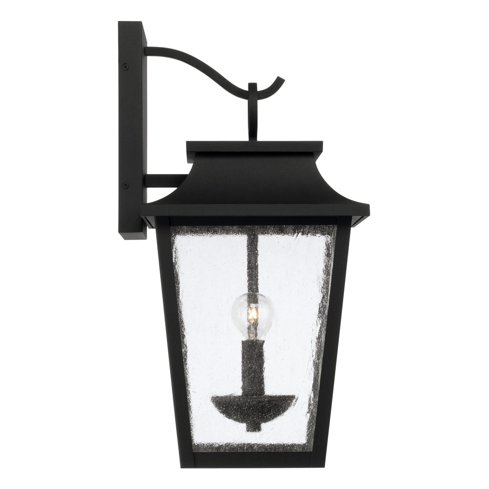 Shown in Black finish and Antiqued glass