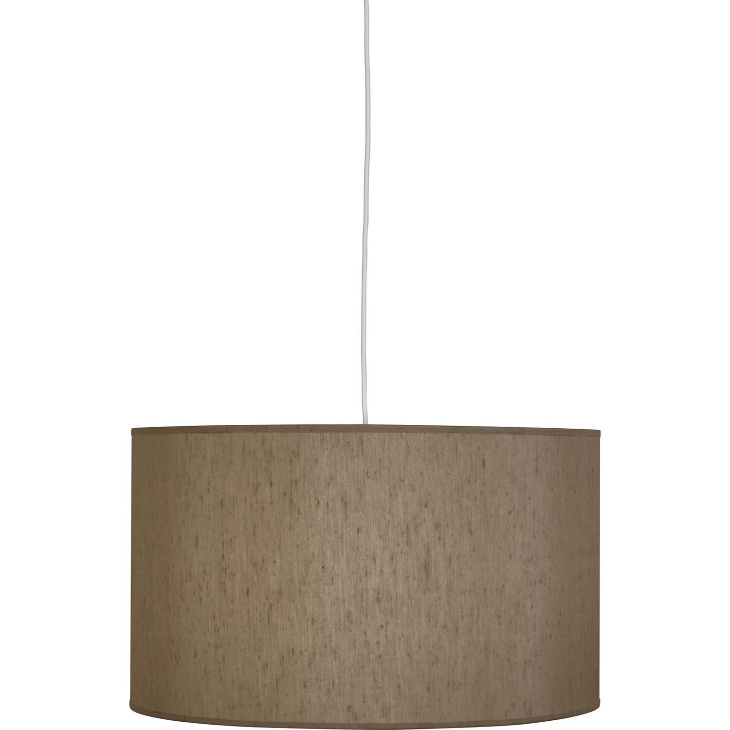 Shown in Painted White  finish and Mushroom Dupoini Fabric With Fabric Diffuser shade