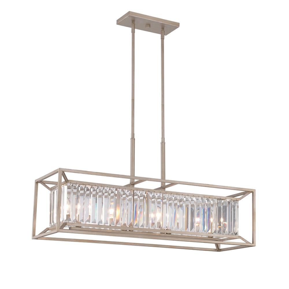 Shown in Aged Platinum finish and Crystal Prisms glass and Crystal Prisms shade