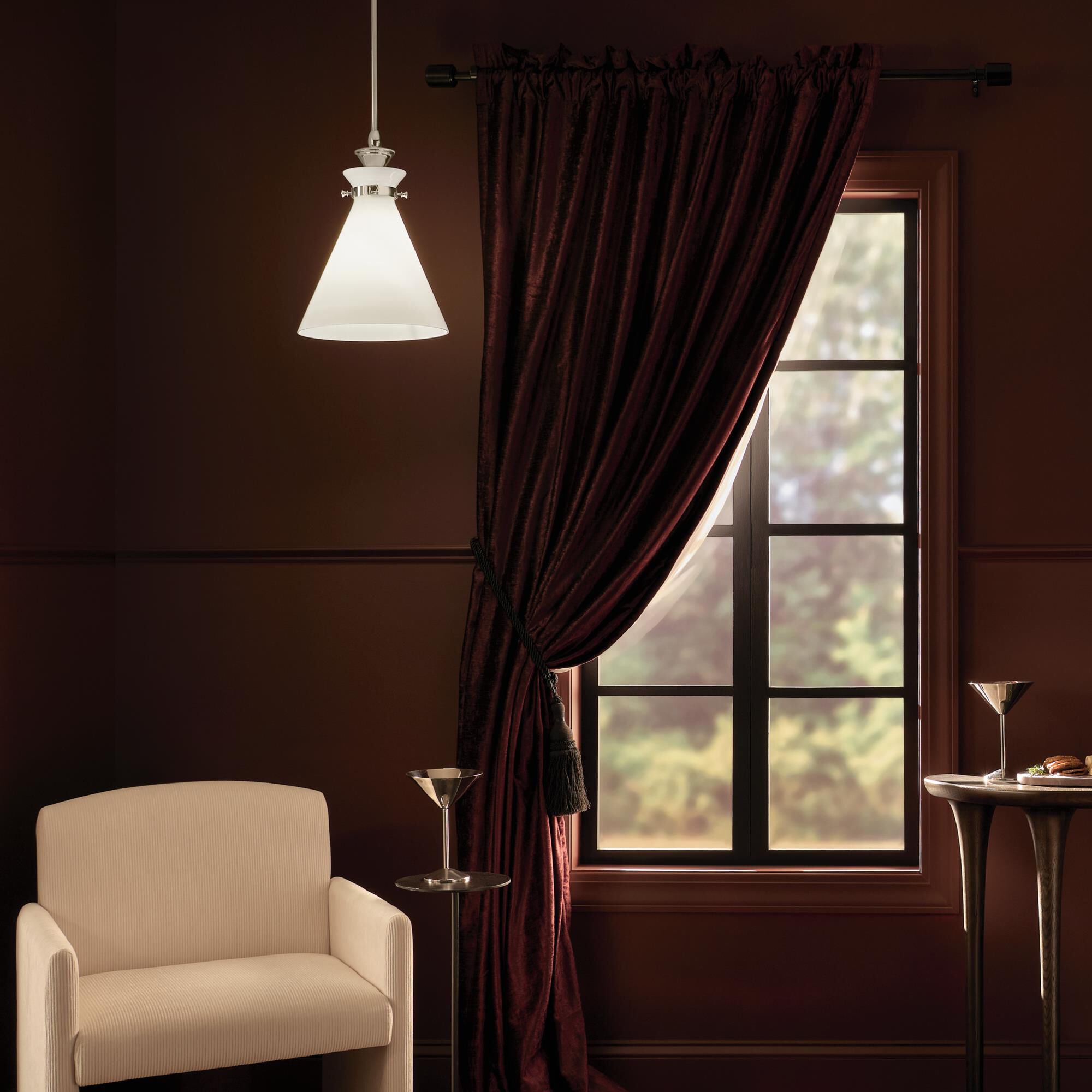 Shown in Polished Nickel finish and Opal glass