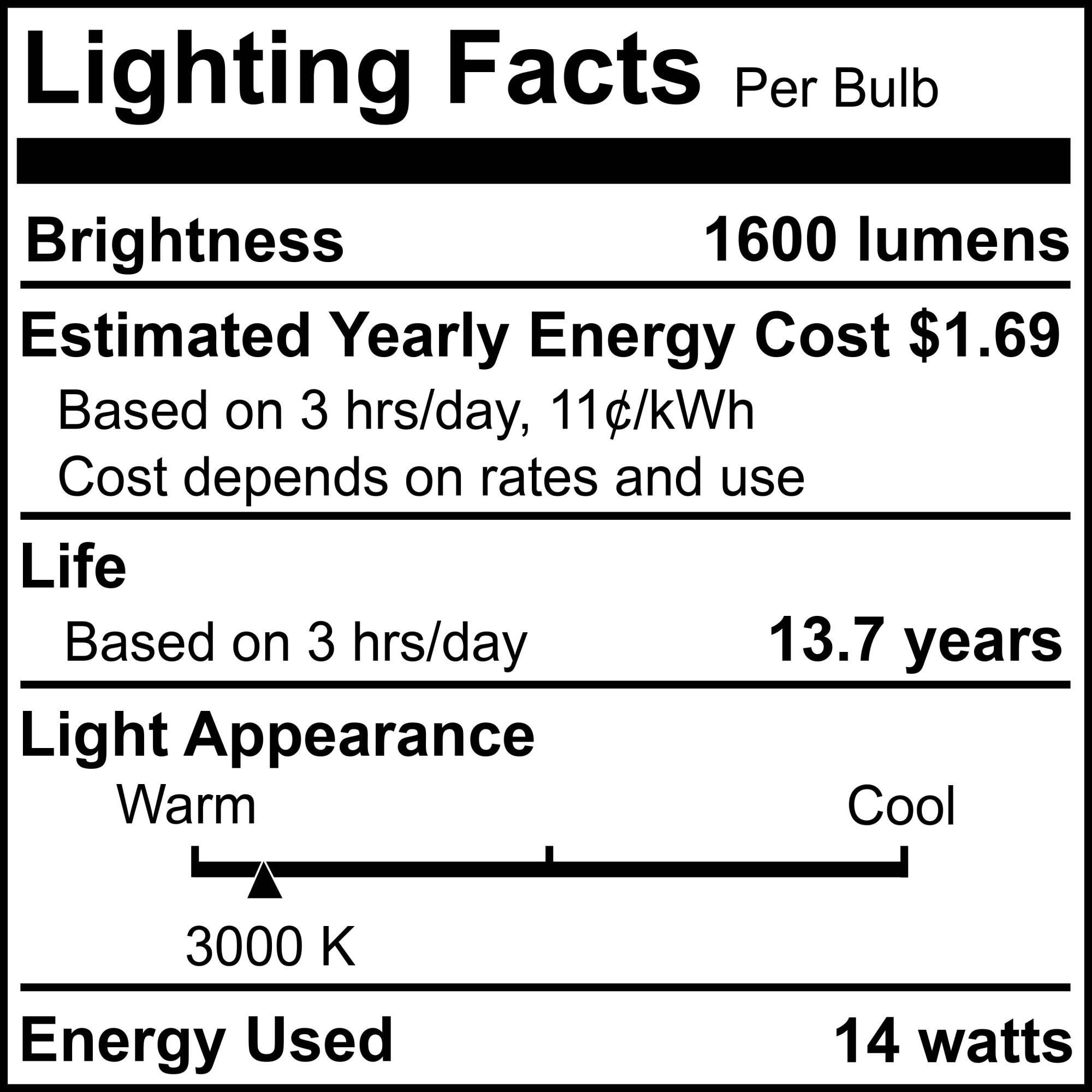 14 Watt 3000K A19 LED Light Bulb,