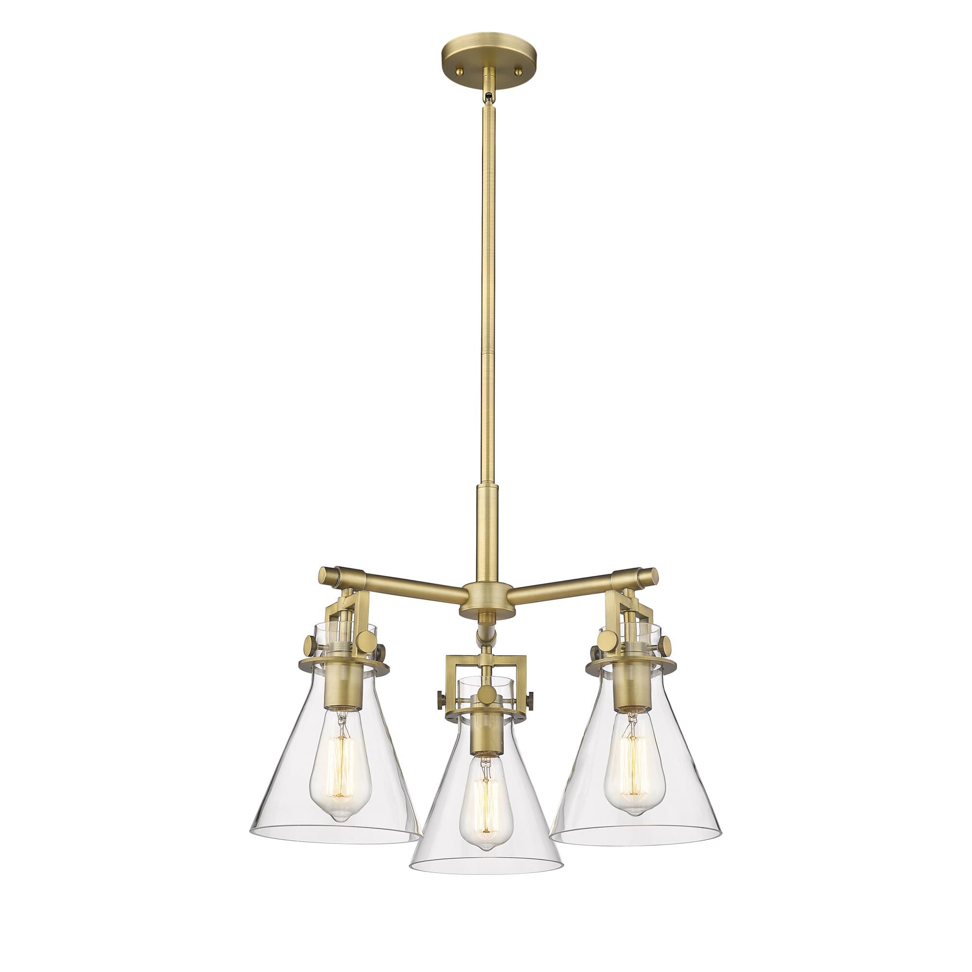 Shown in Brushed Brass finish and Clear glass