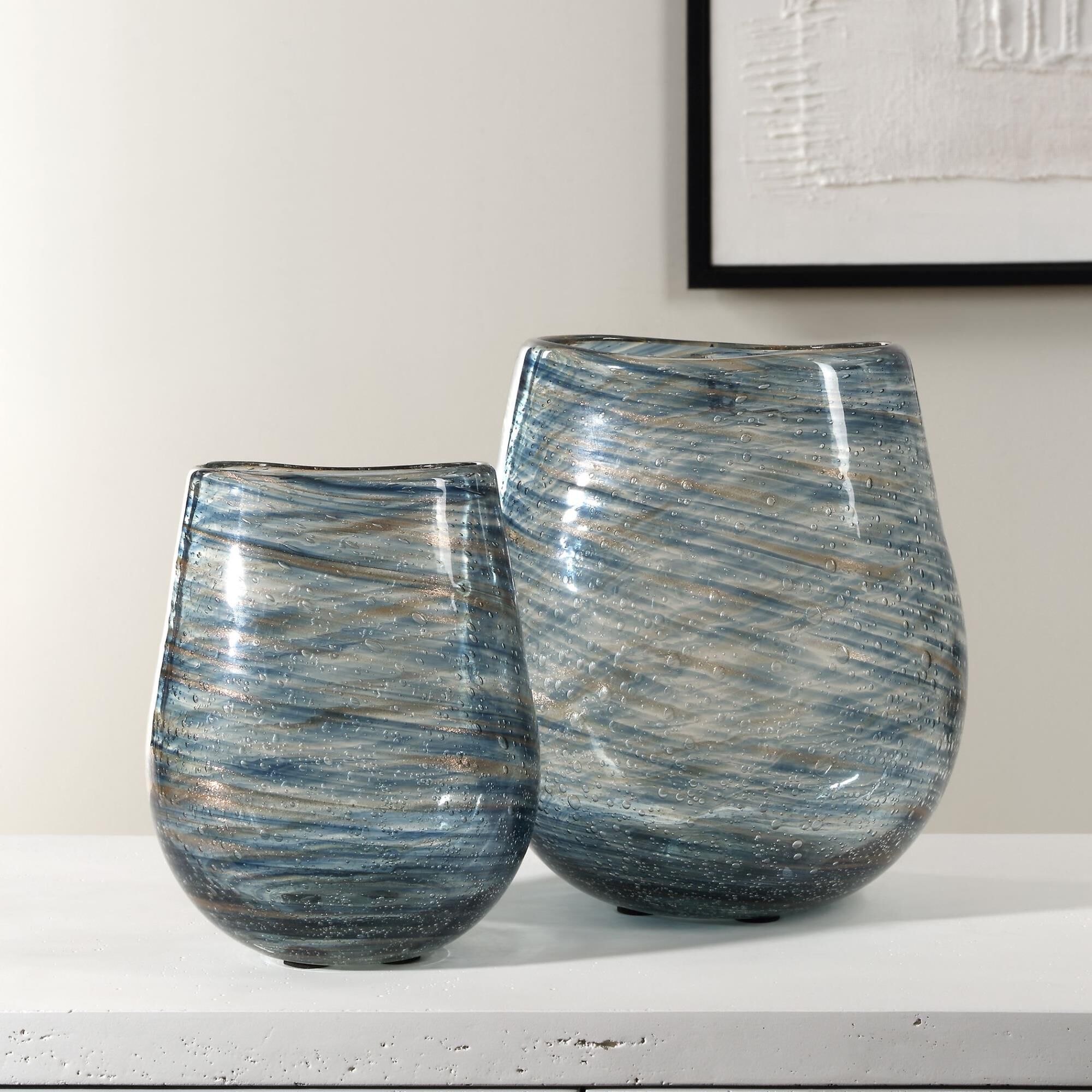 Shown in Immerse Yourself In The Mesmerizing Swirled Pattern Of Blue And Gold That Gracefully Adorns These Cl finish