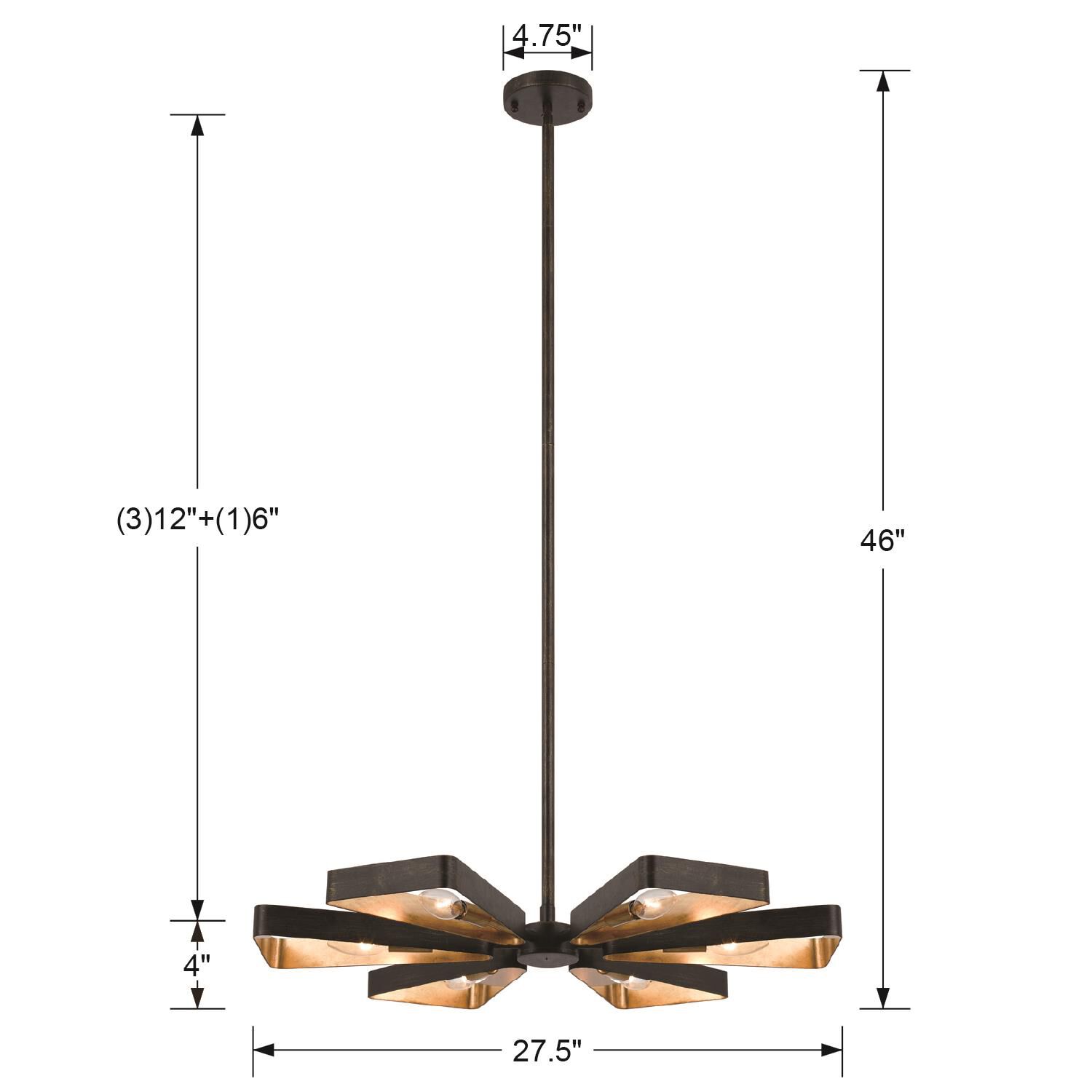 Luna 27 Inch 6 Light Chandelier by Crystorama