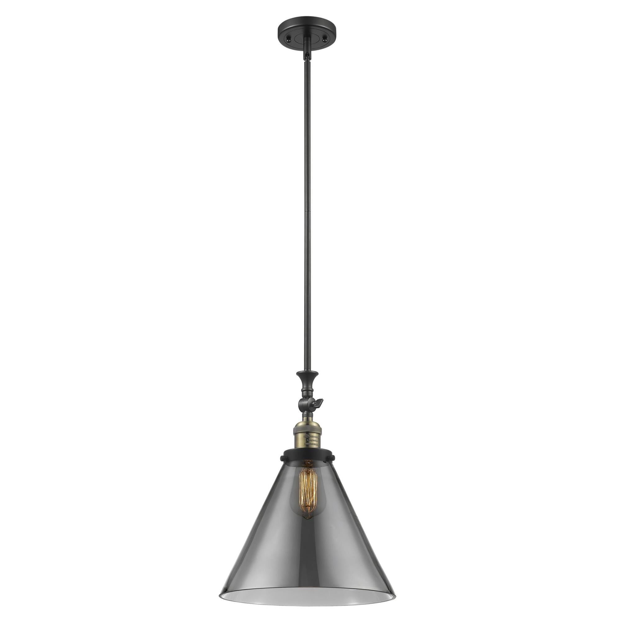 Shown in Black Antique Brass finish and Light Smoke glass