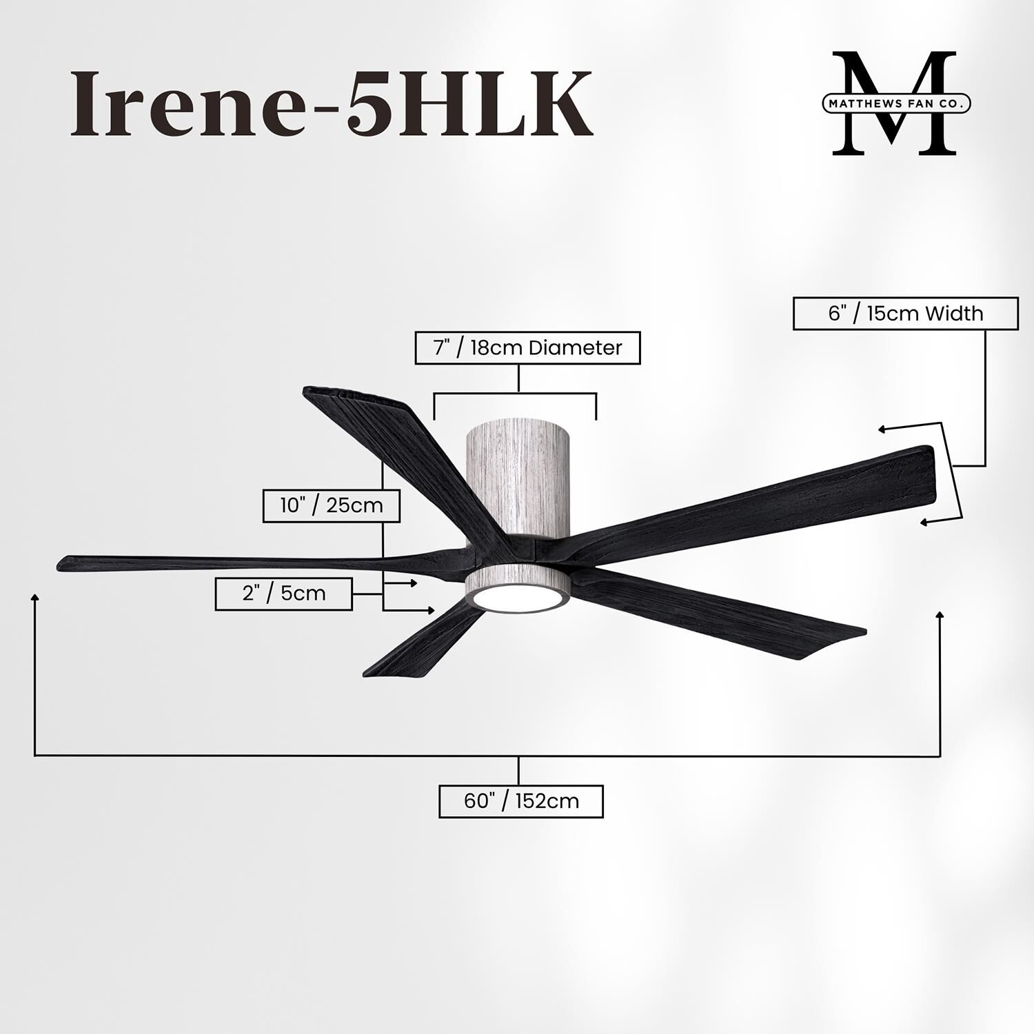 Irene 60 Inch Flush Mount Fan with Light Kit by Matthews Fan Company