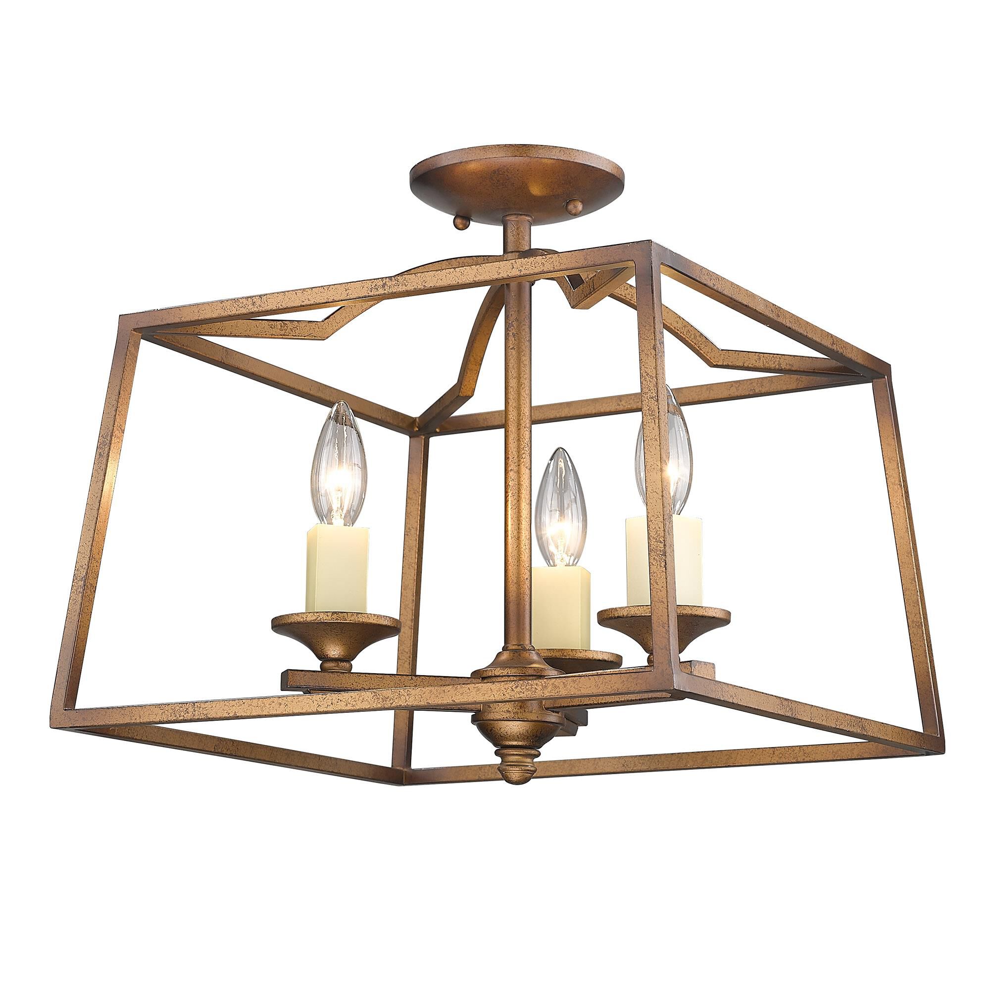 Athena 14 Inch 3 Light Semi Flush Mount by Golden Lighting