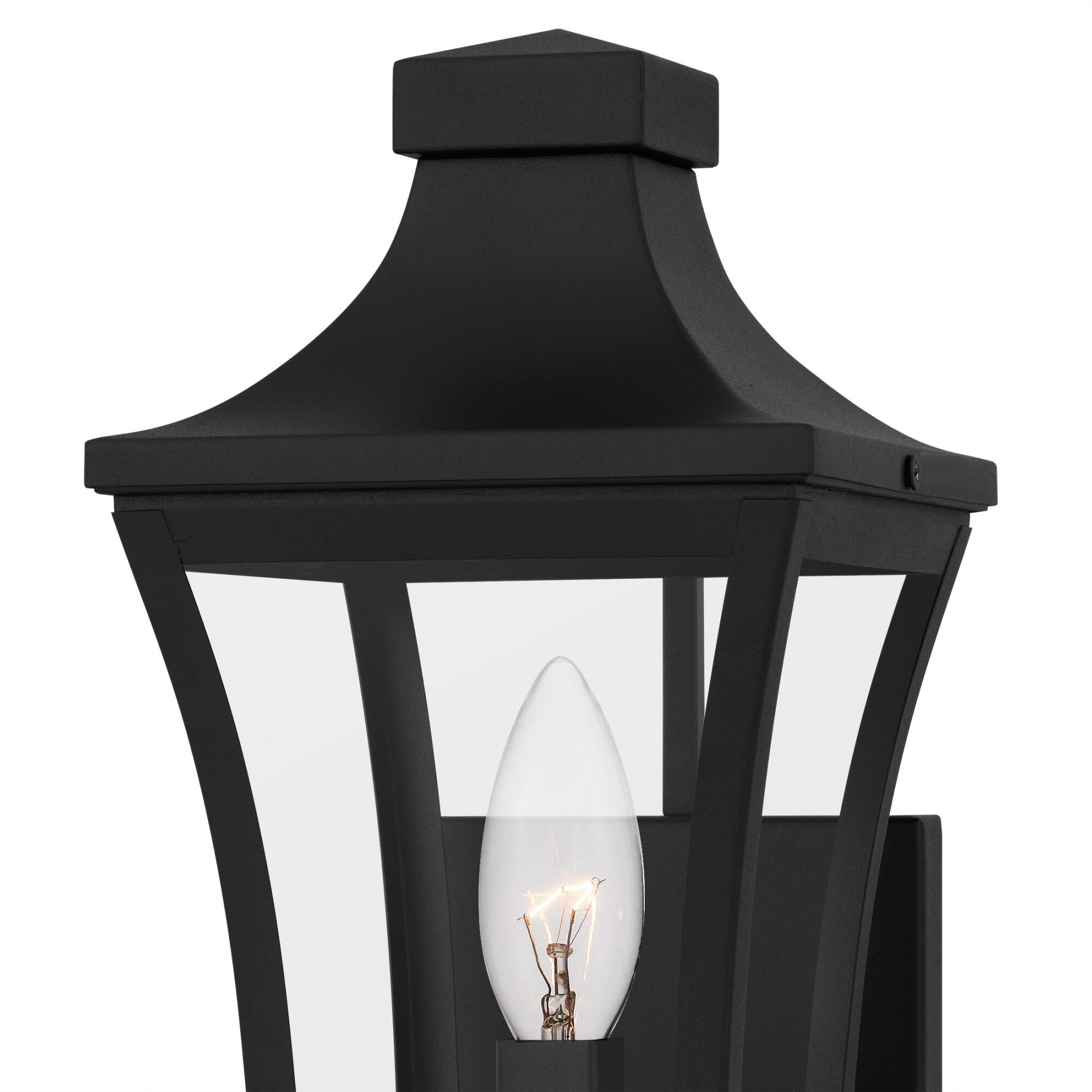 Shown in Earth Black finish and Clear Glass shade
