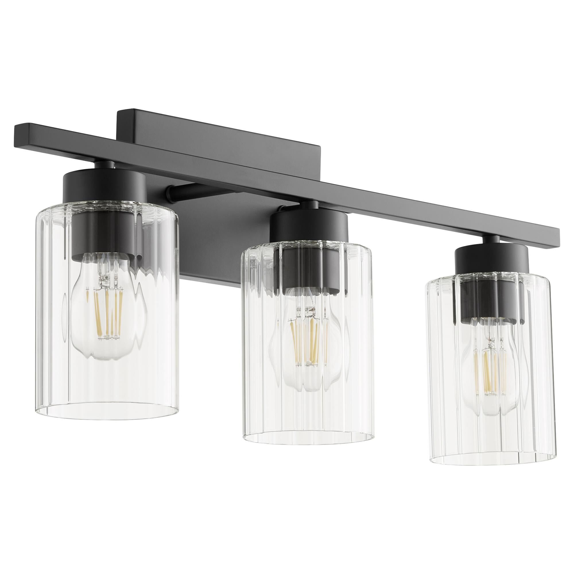 Shown in Textured Black W/ Clear Fluted Glass finish