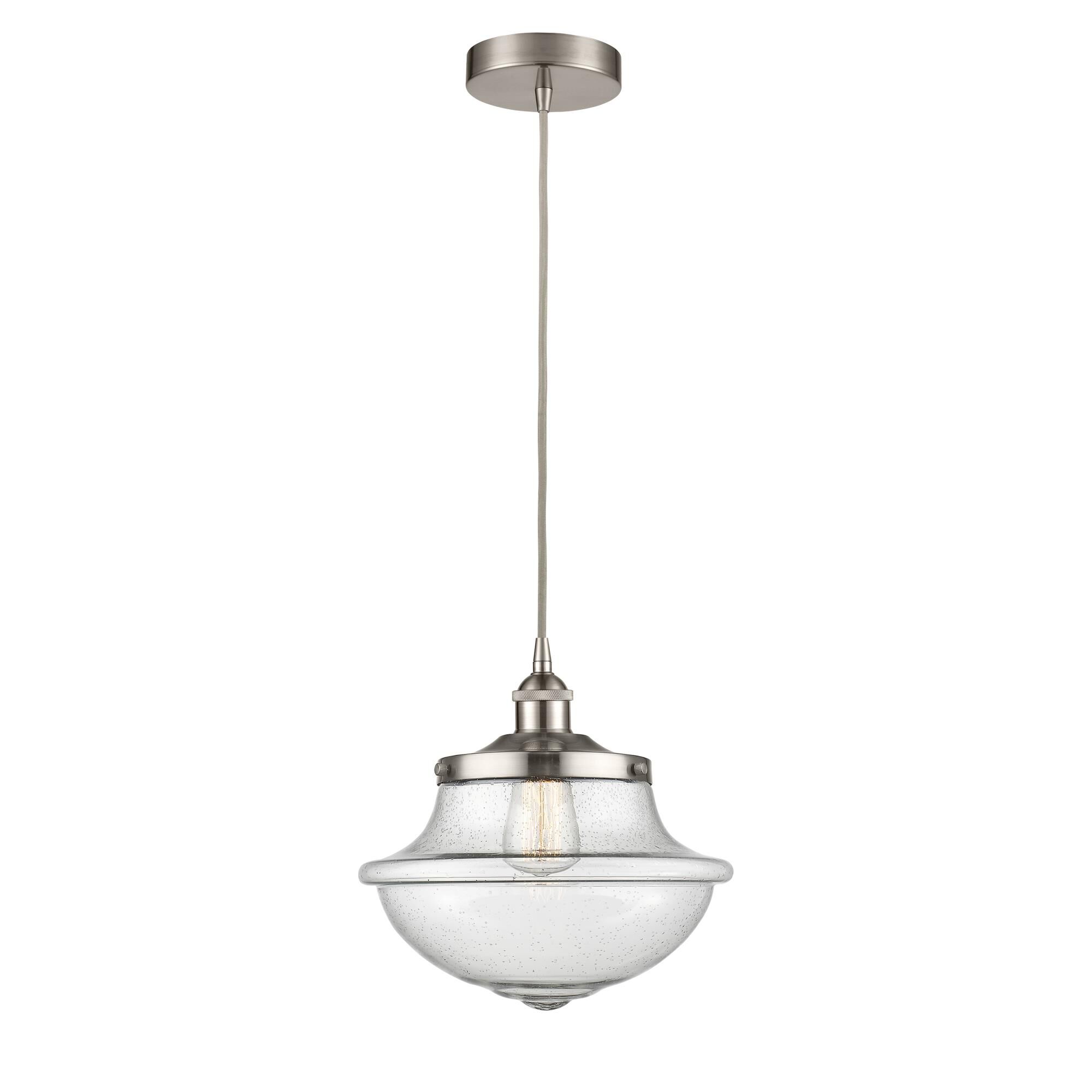 Shown in Satin Nickel finish and Seedy glass