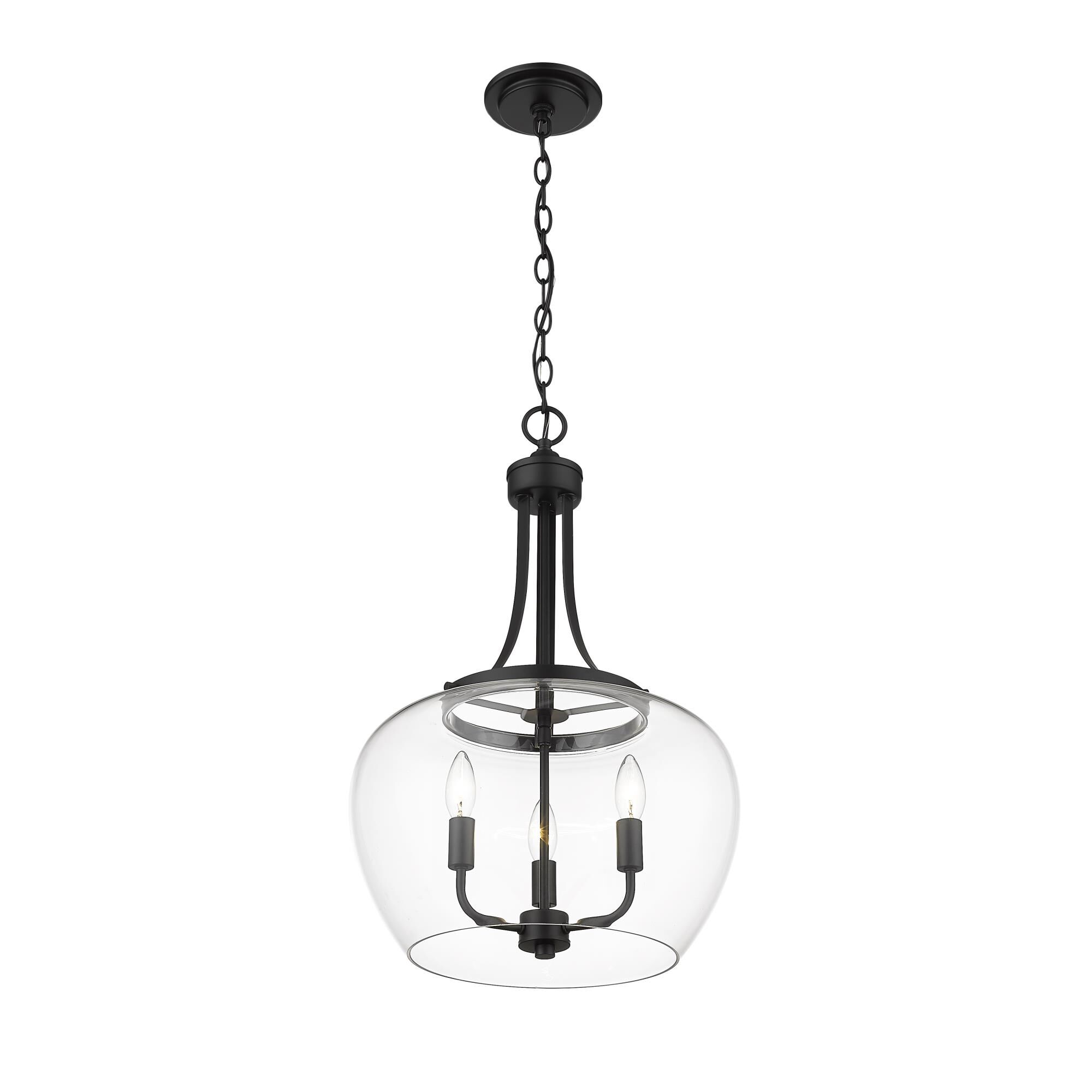 Shown in Matte Black finish and Glass shade
