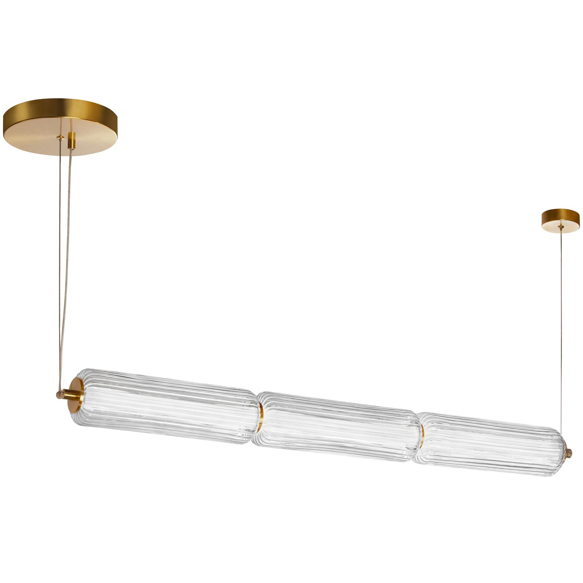 Shown in Aged Brass finish and Clear glass