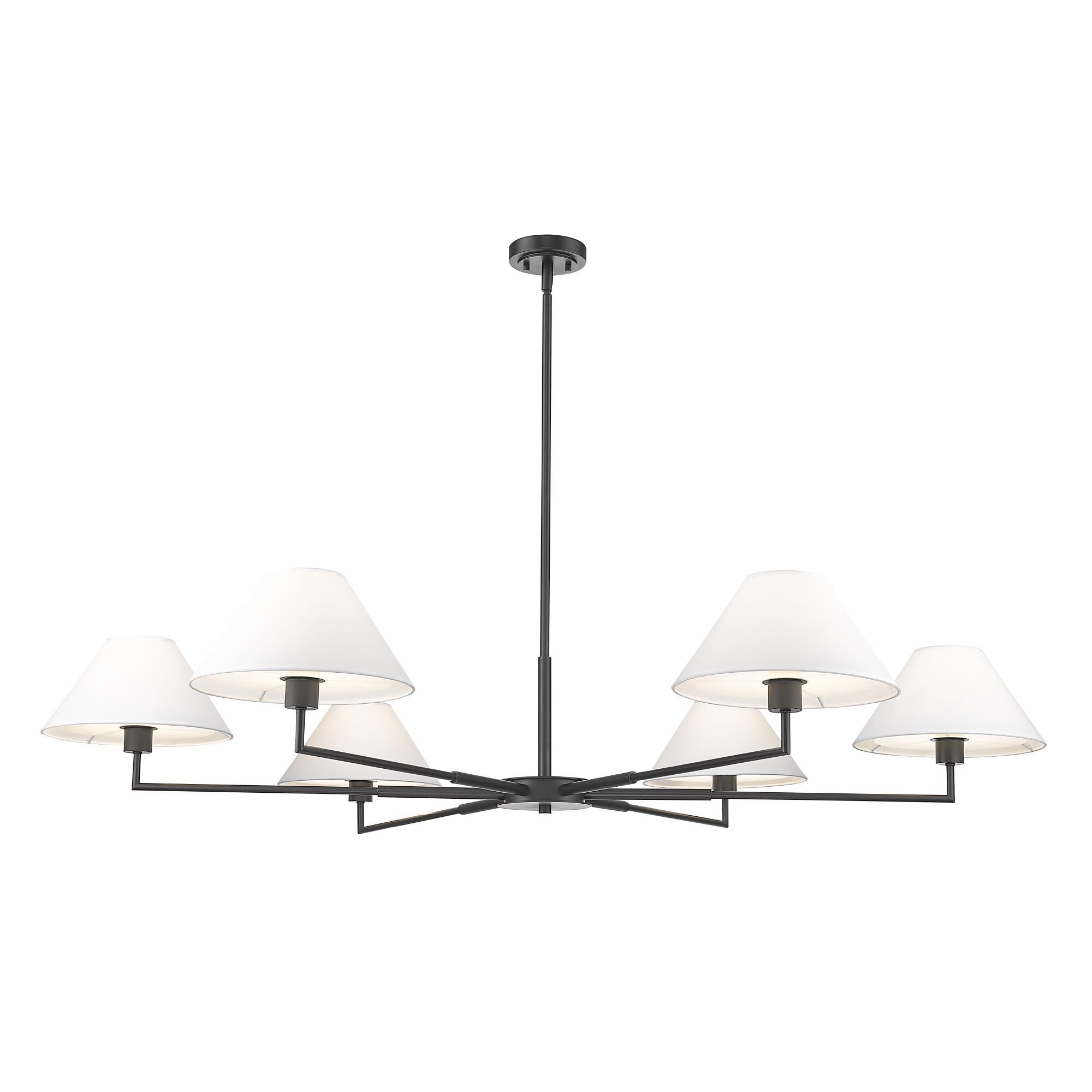 Shown in Matte Black finish and White Linen glass and White Linen shade