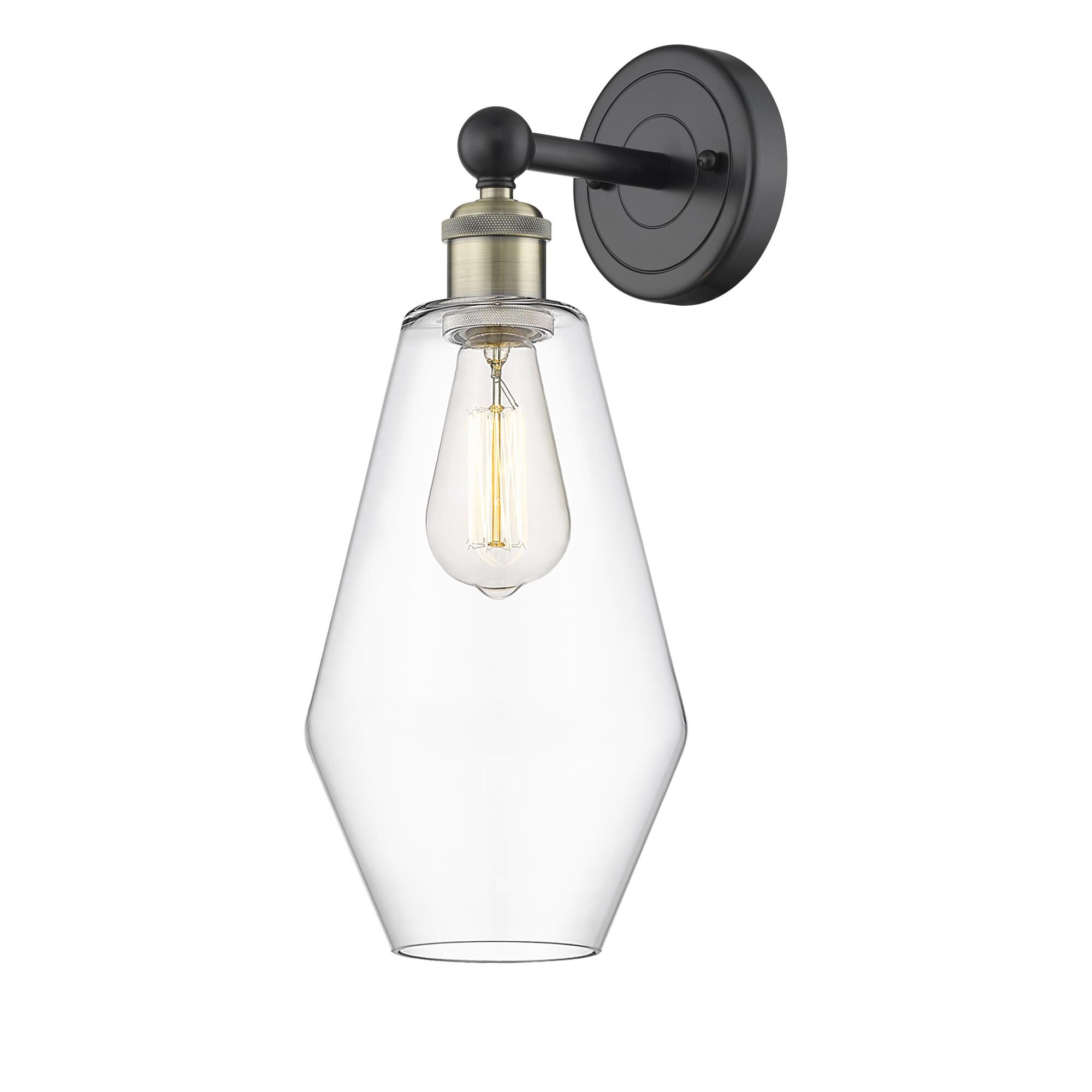 Shown in Black Antique Brass finish and Clear glass