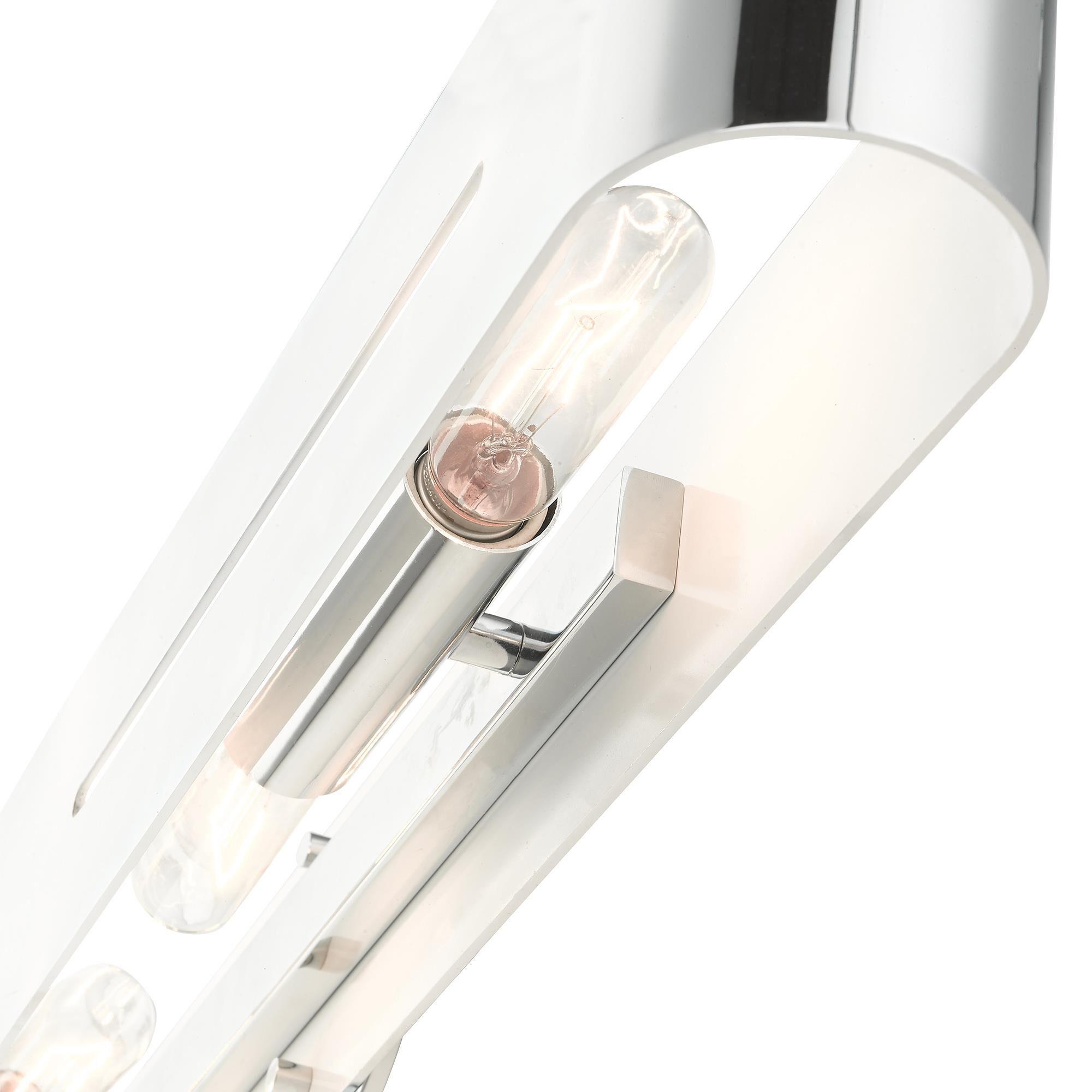 Shown in Polished Chrome finish and Hand Welded Polished Chrome  With Shiny White Finish Inside shade