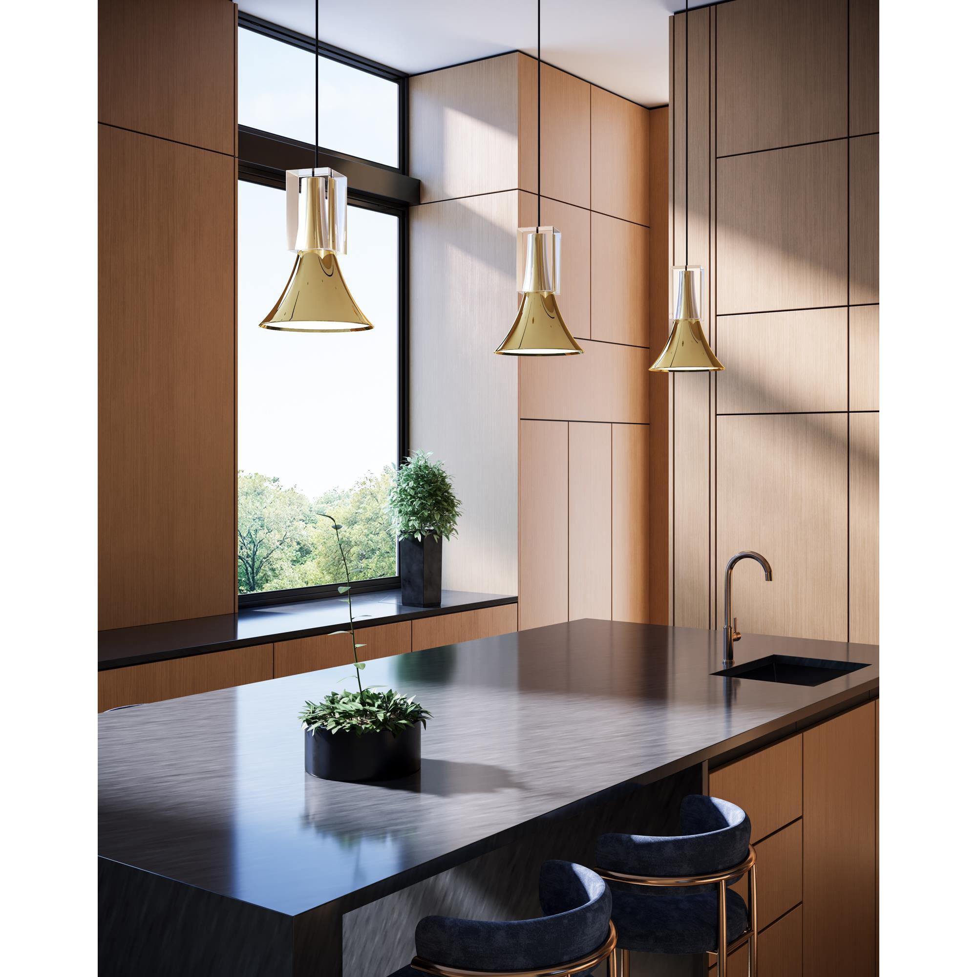 Shown in Glossy Black finish and Clear Crystal glass