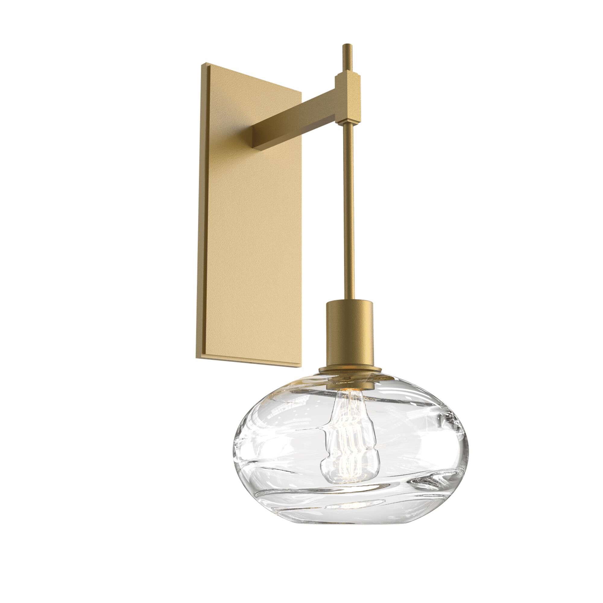 Shown in Gilded Brass finish and Optic Blown Clear glass