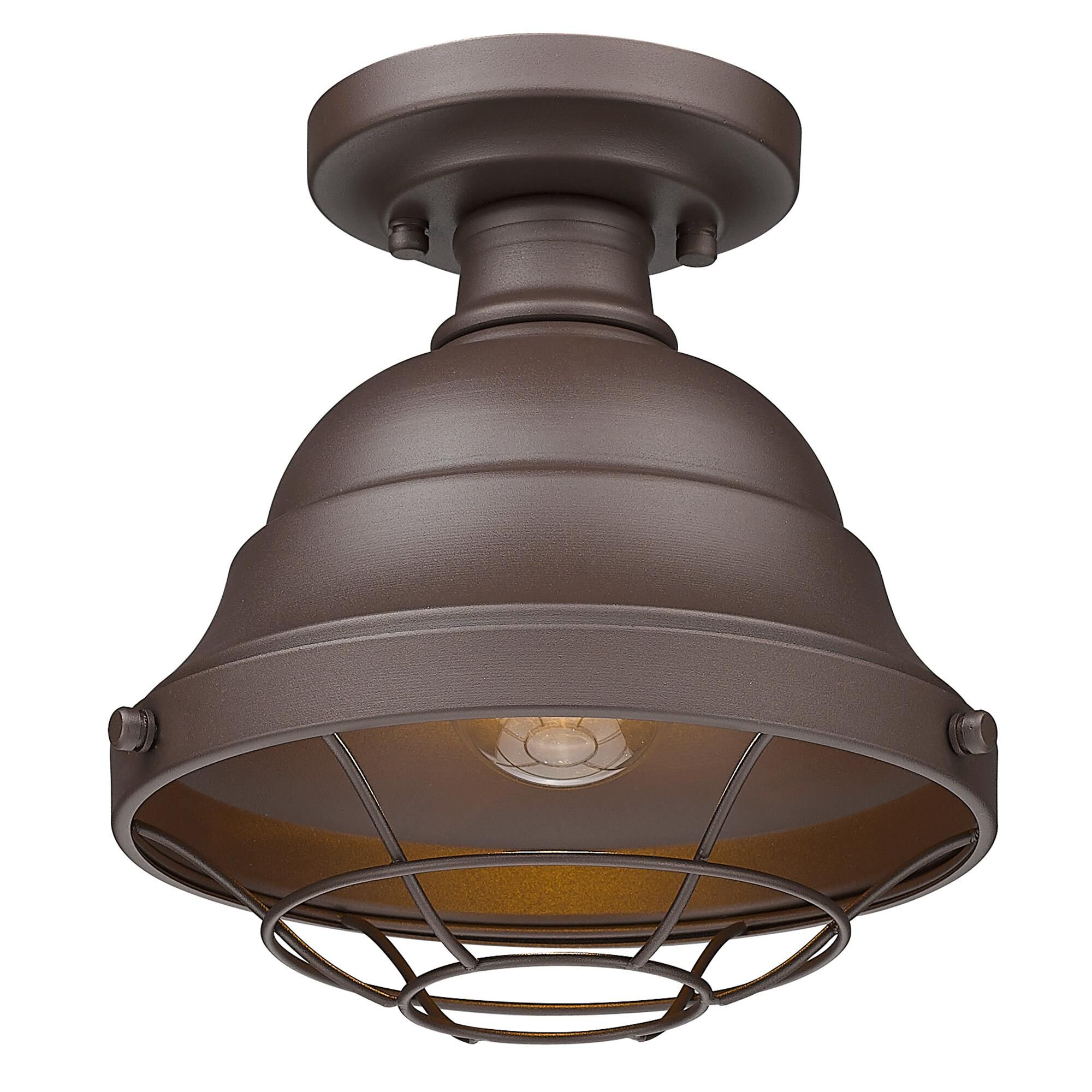 Bartlett 8 Inch 1 Light Semi Flush Mount by Golden Lighting