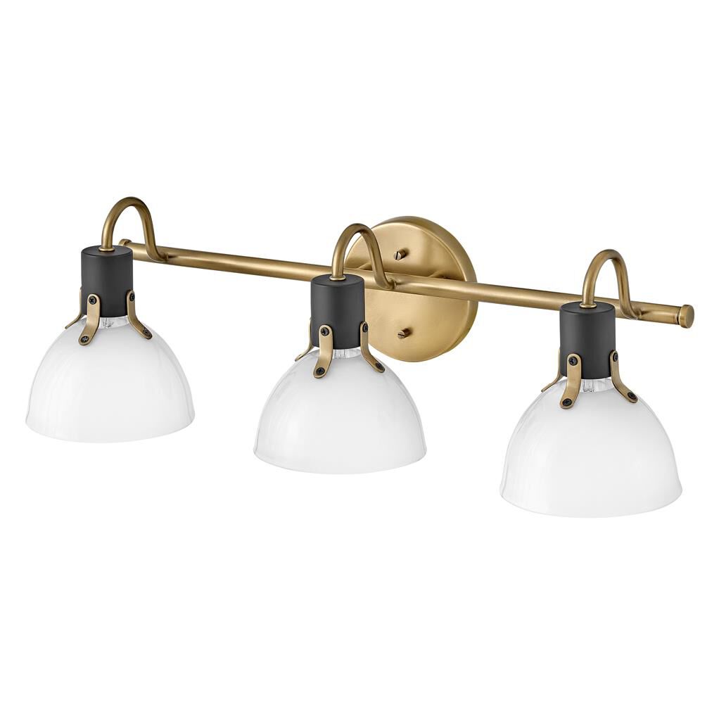 Shown in Heritage Brass with Black Accents finish and Cased Opal glass