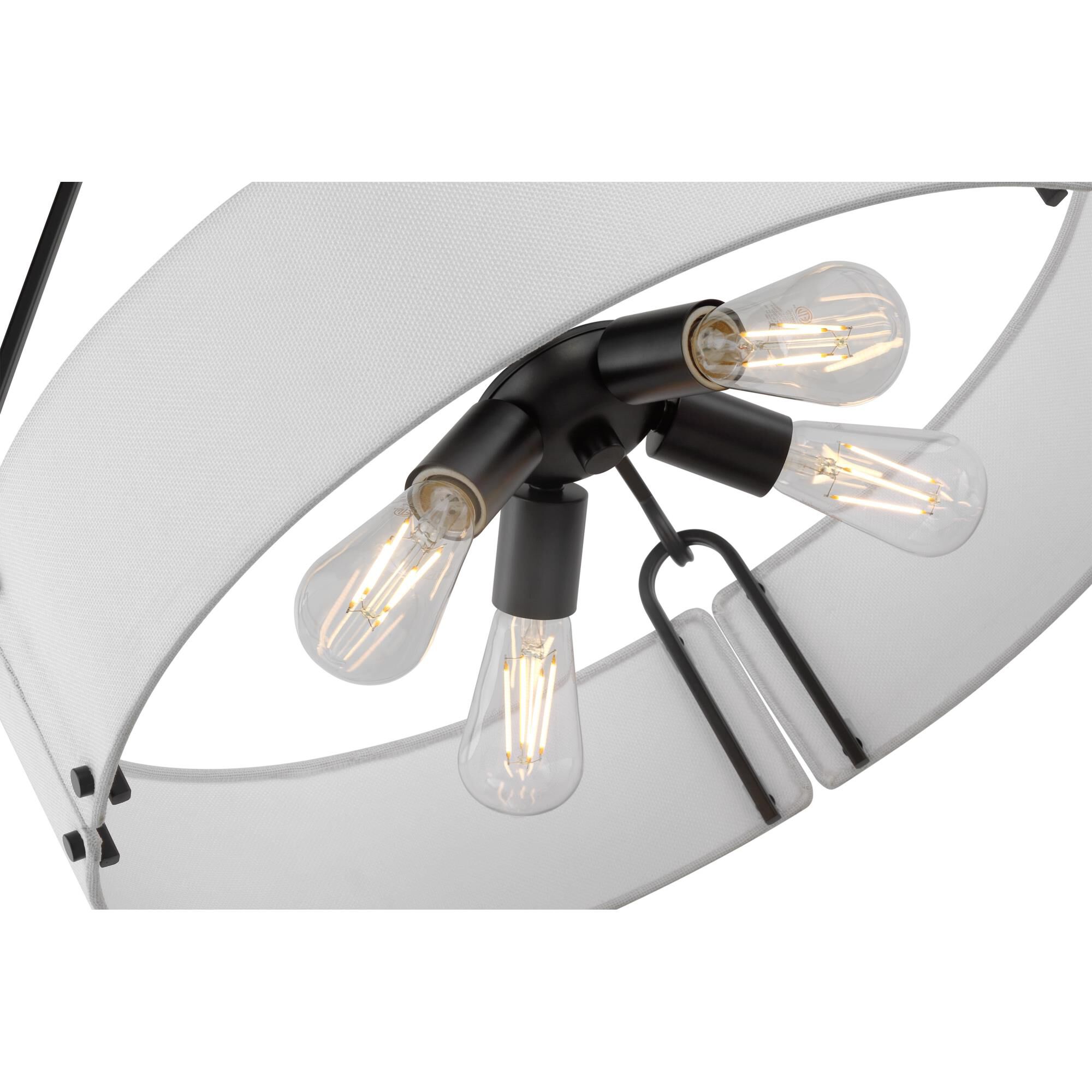 Shown in Matte Black finish and White Linen shade