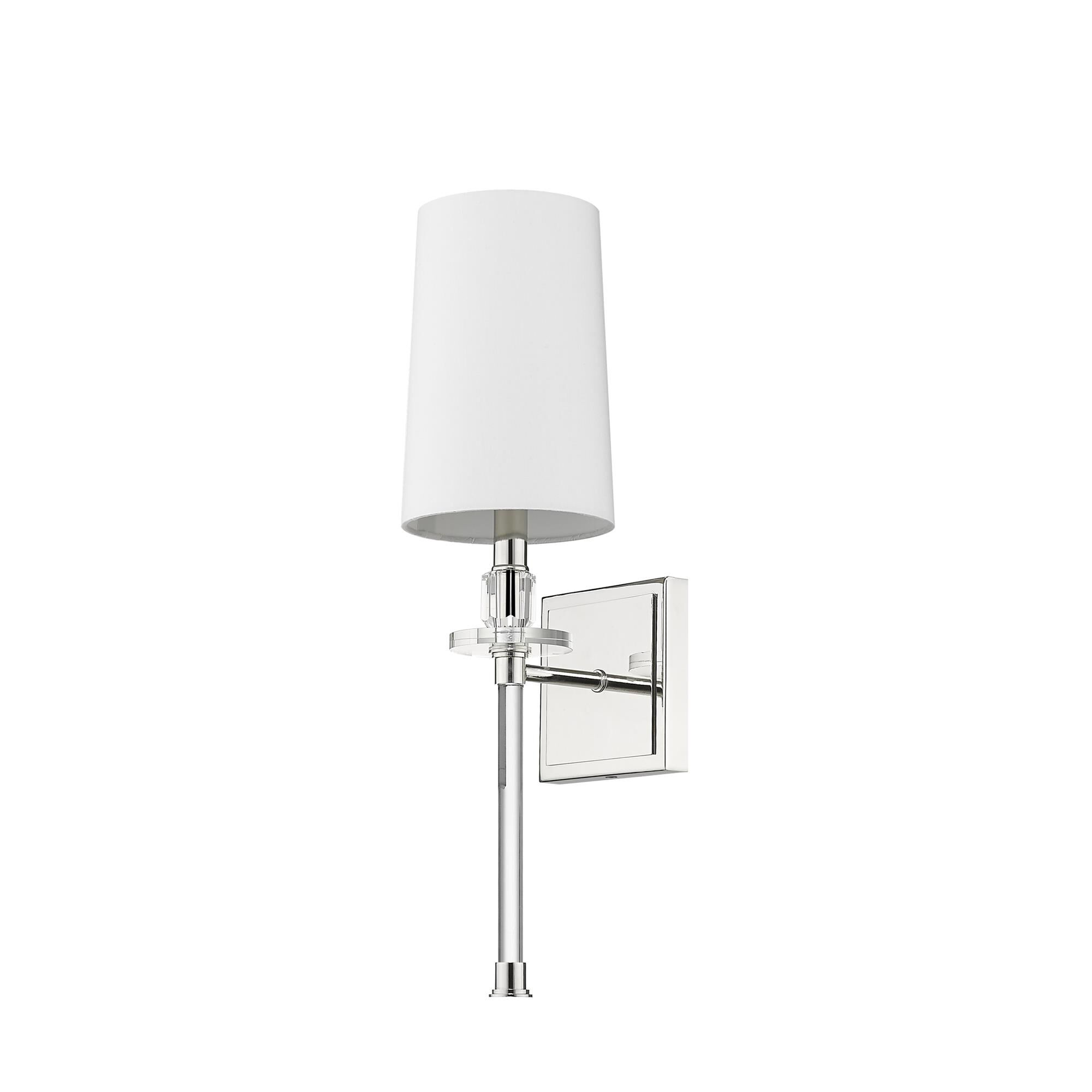 Shown in Polished Nickel finish and Fabric glass and Fabric shade