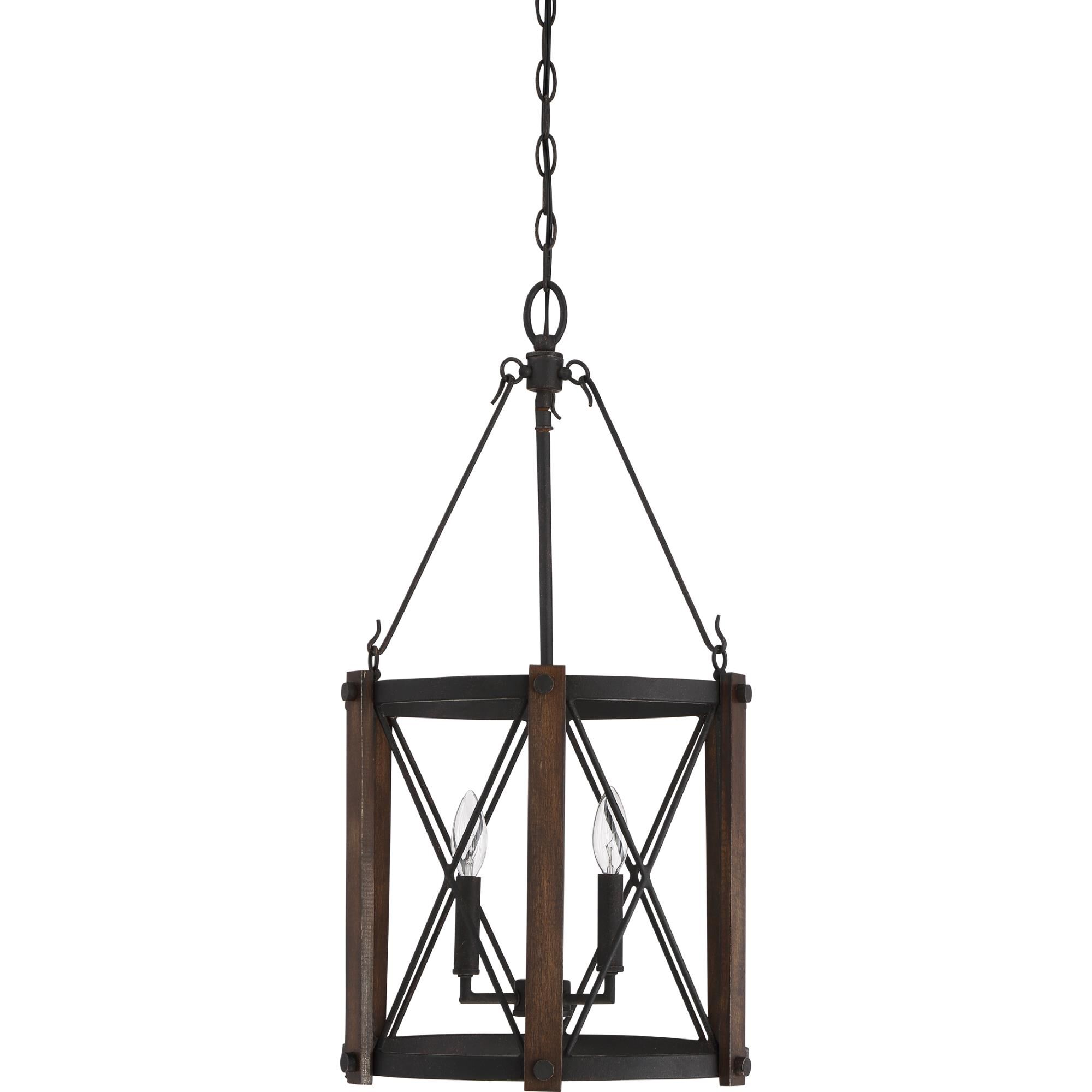 Shown in Marcado Black finish and Metal And Wood shade
