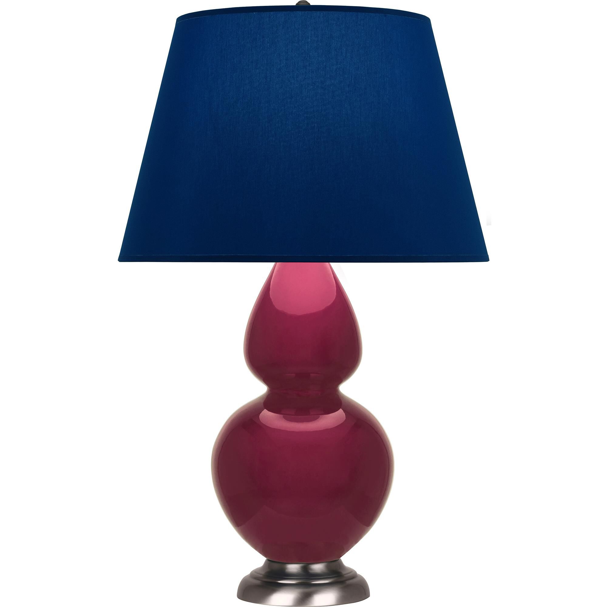 Shown in Sugar Plum Glazed finish and Navy with Gray Lining shade and Antique Silver accent