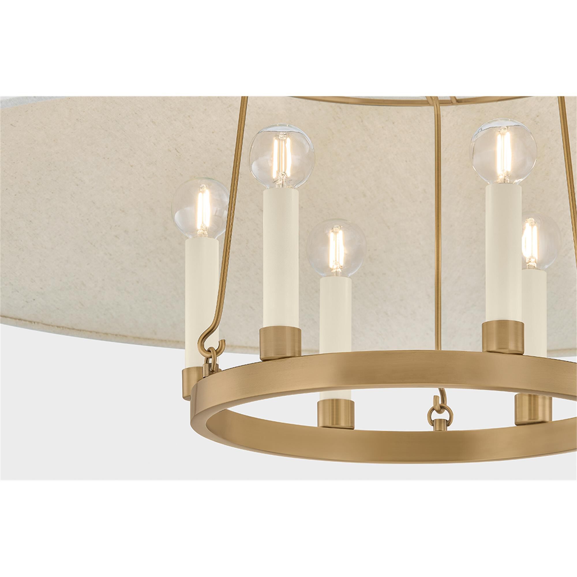 Shown in Patina Brass finish and Natural Linen shade