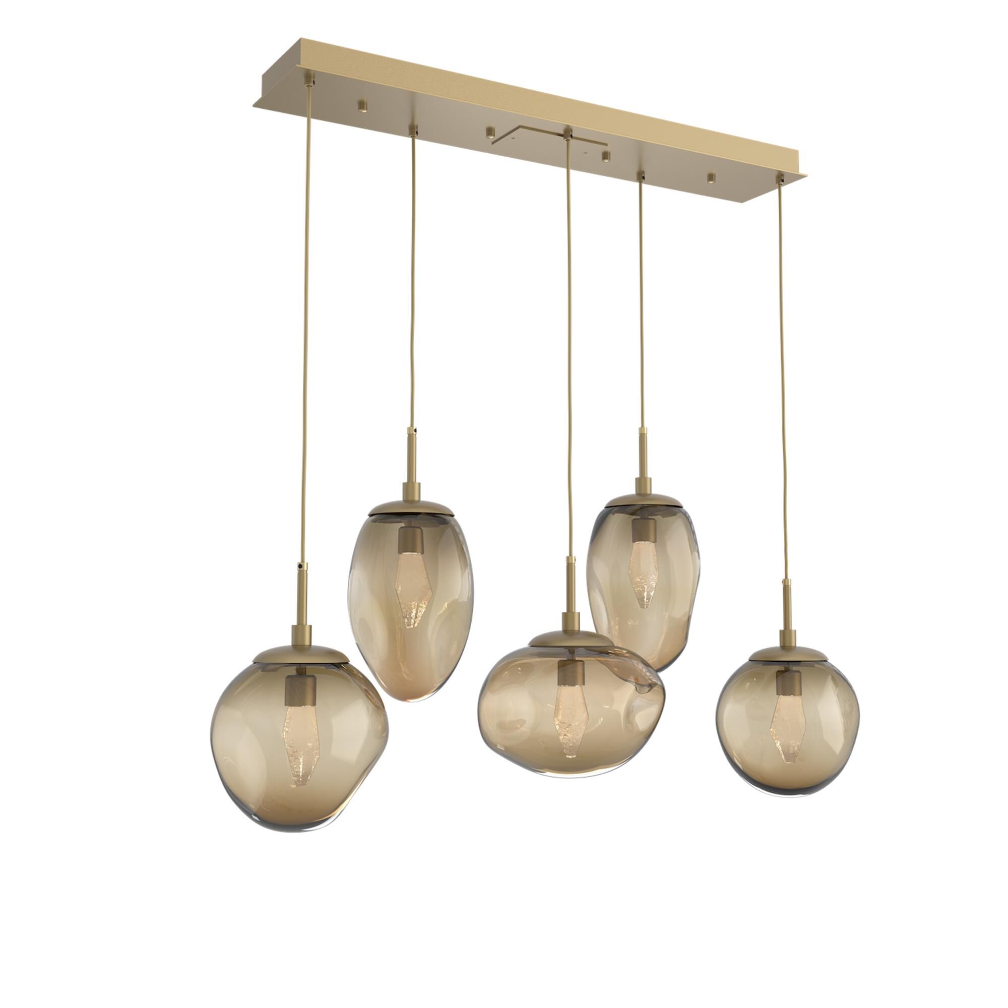 Shown in Gilded Brass finish and Geo Inner Bronze Outer glass