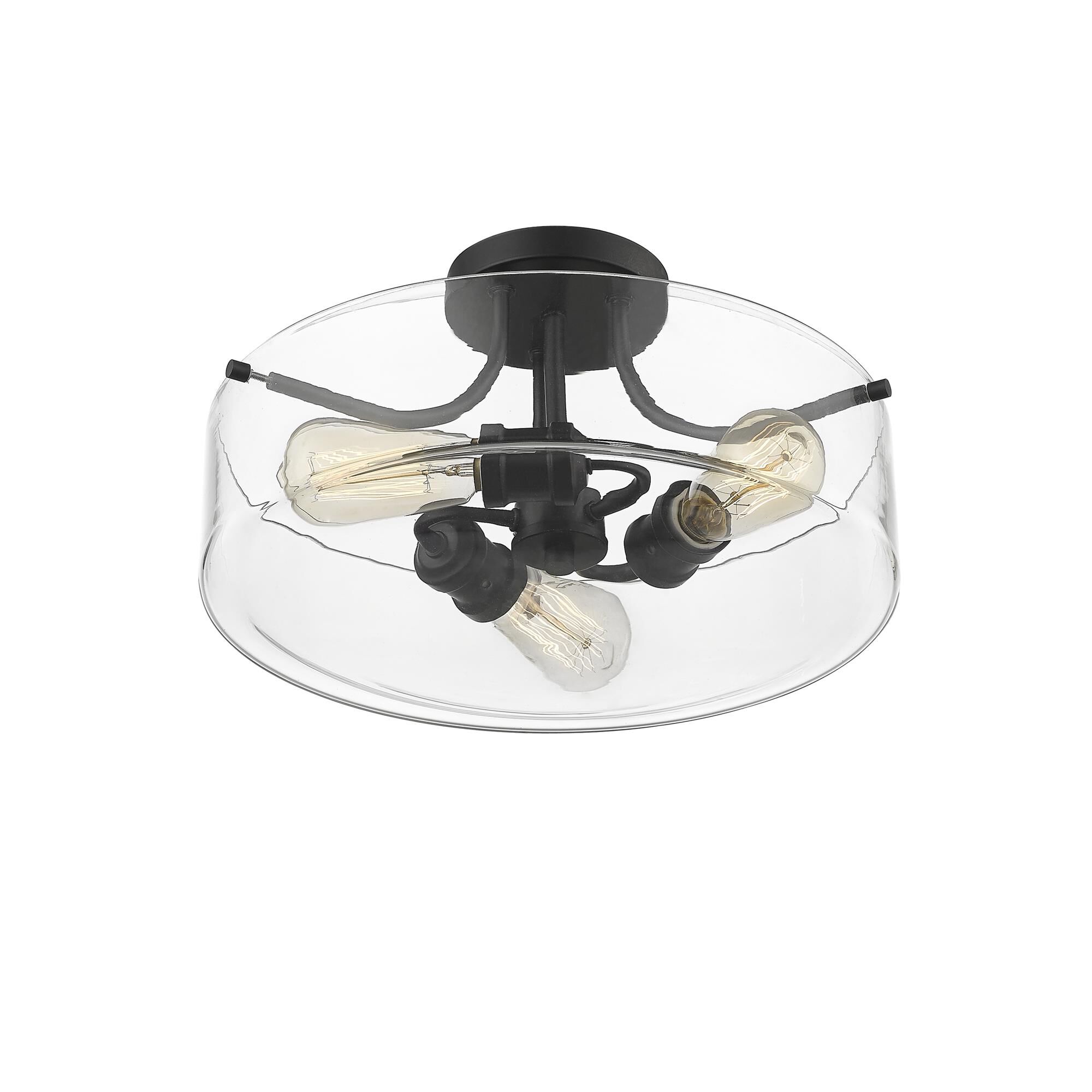Shown in Matte Black finish and Glass shade