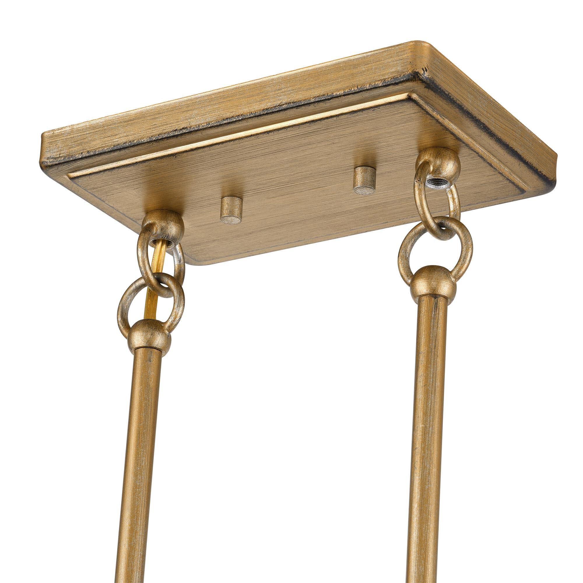 Shown in Antique Gold Leaf finish and Hand-Woven Rustic Walnut Color Rattan shade