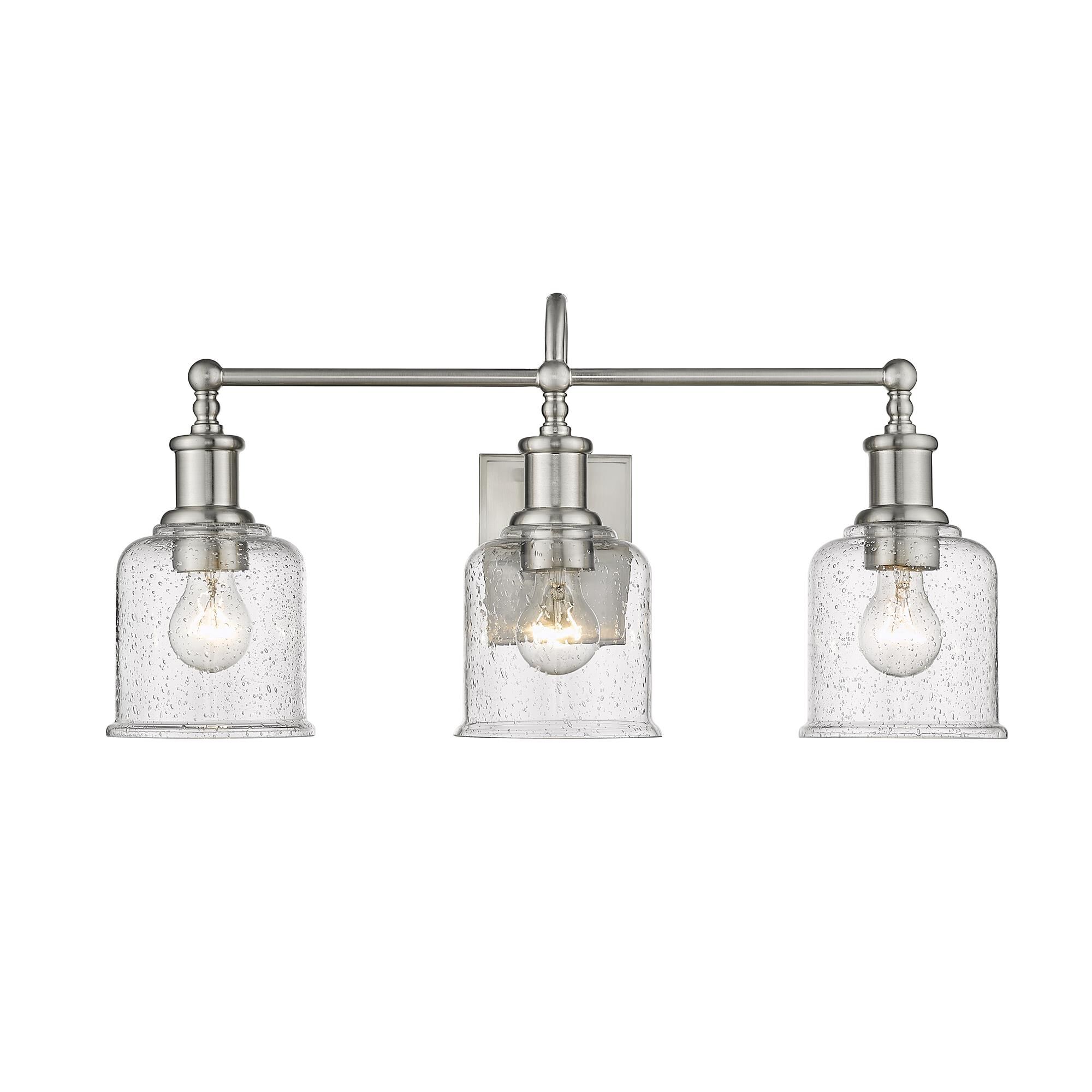 Shown in Brushed Nickel finish and Glass shade