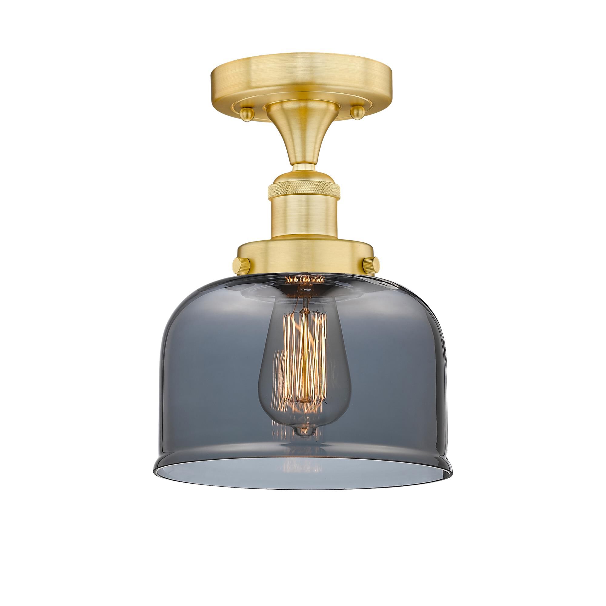 Shown in Satin Gold finish and Plated Smoke glass