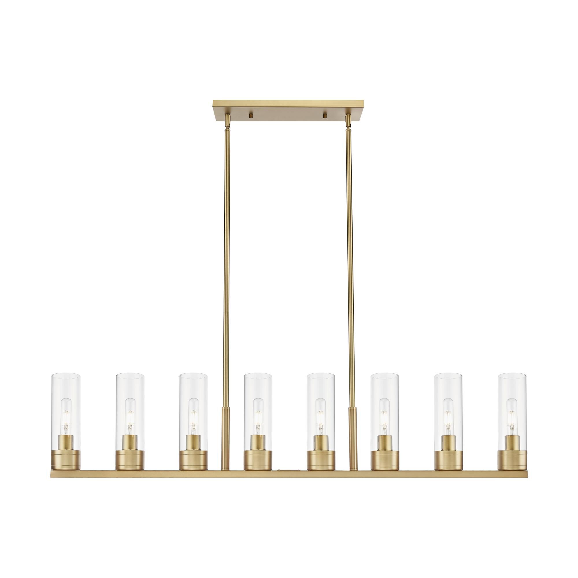 Shown in Brushed Brass finish and Clear glass