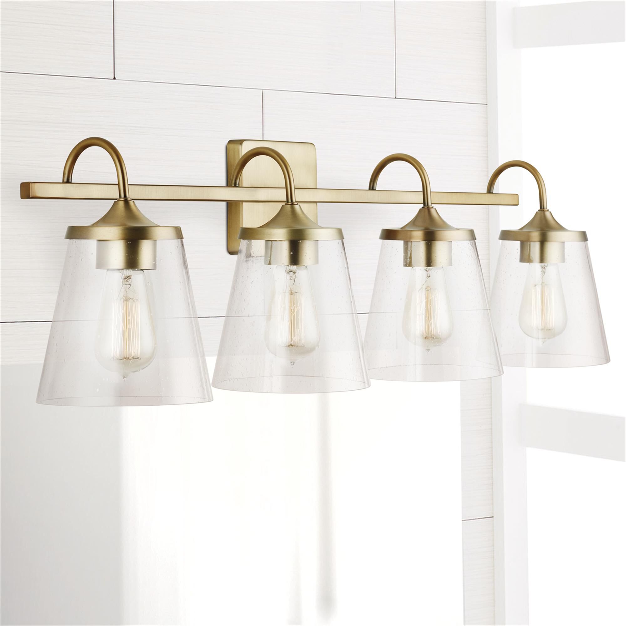 Shown in Aged Brass finish and 496 glass