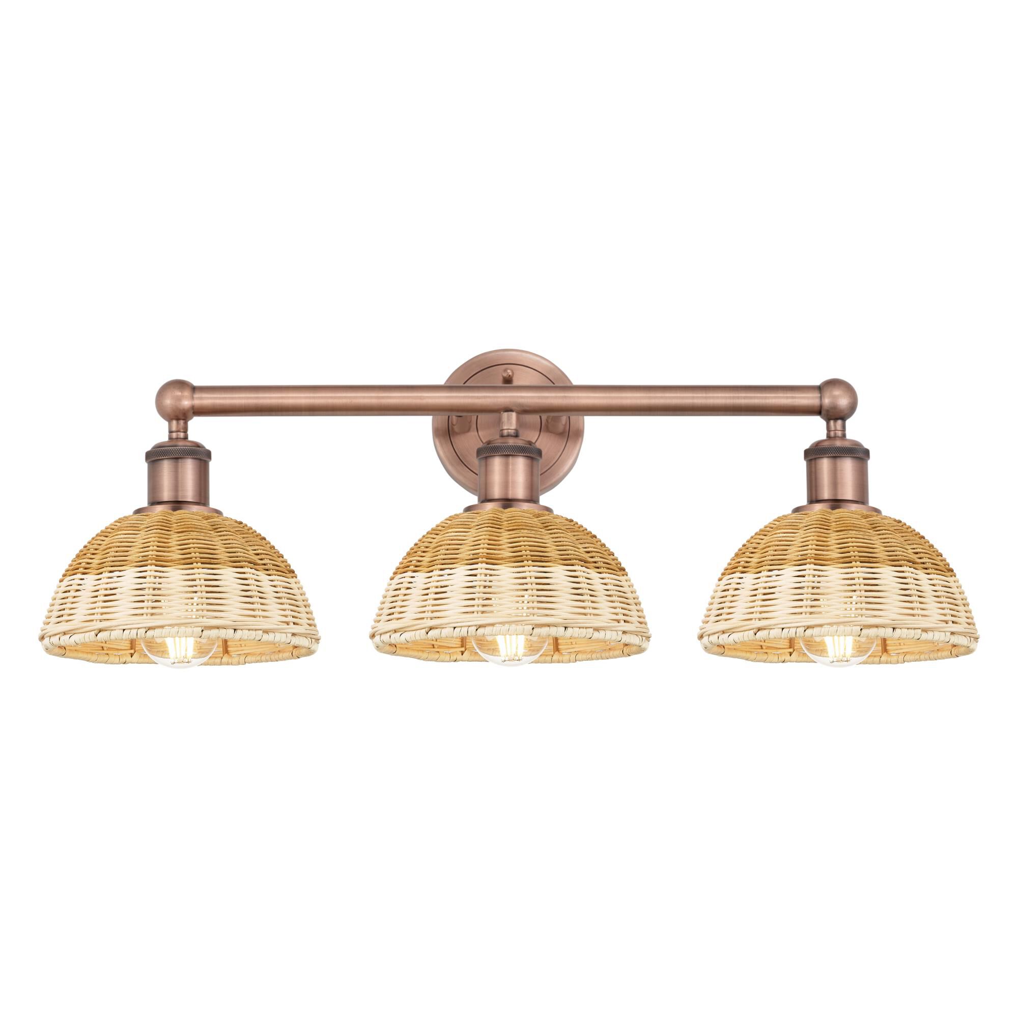 Shown in Antique Copper finish and Natural shade