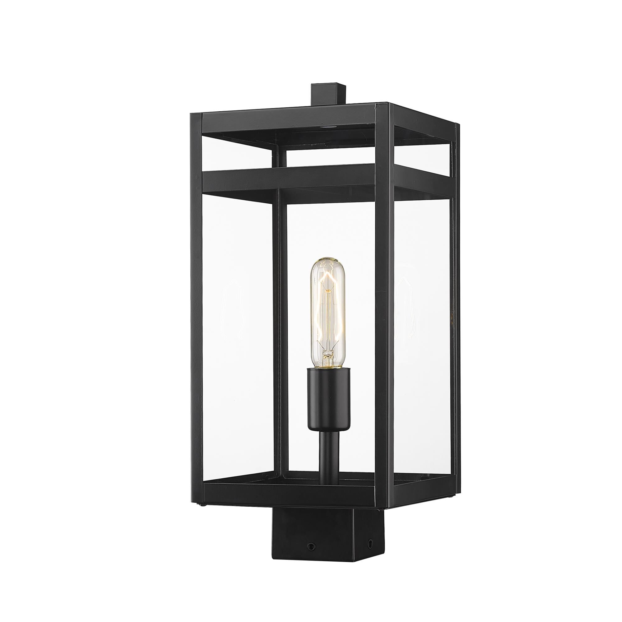 Shown in Black finish and Glass shade