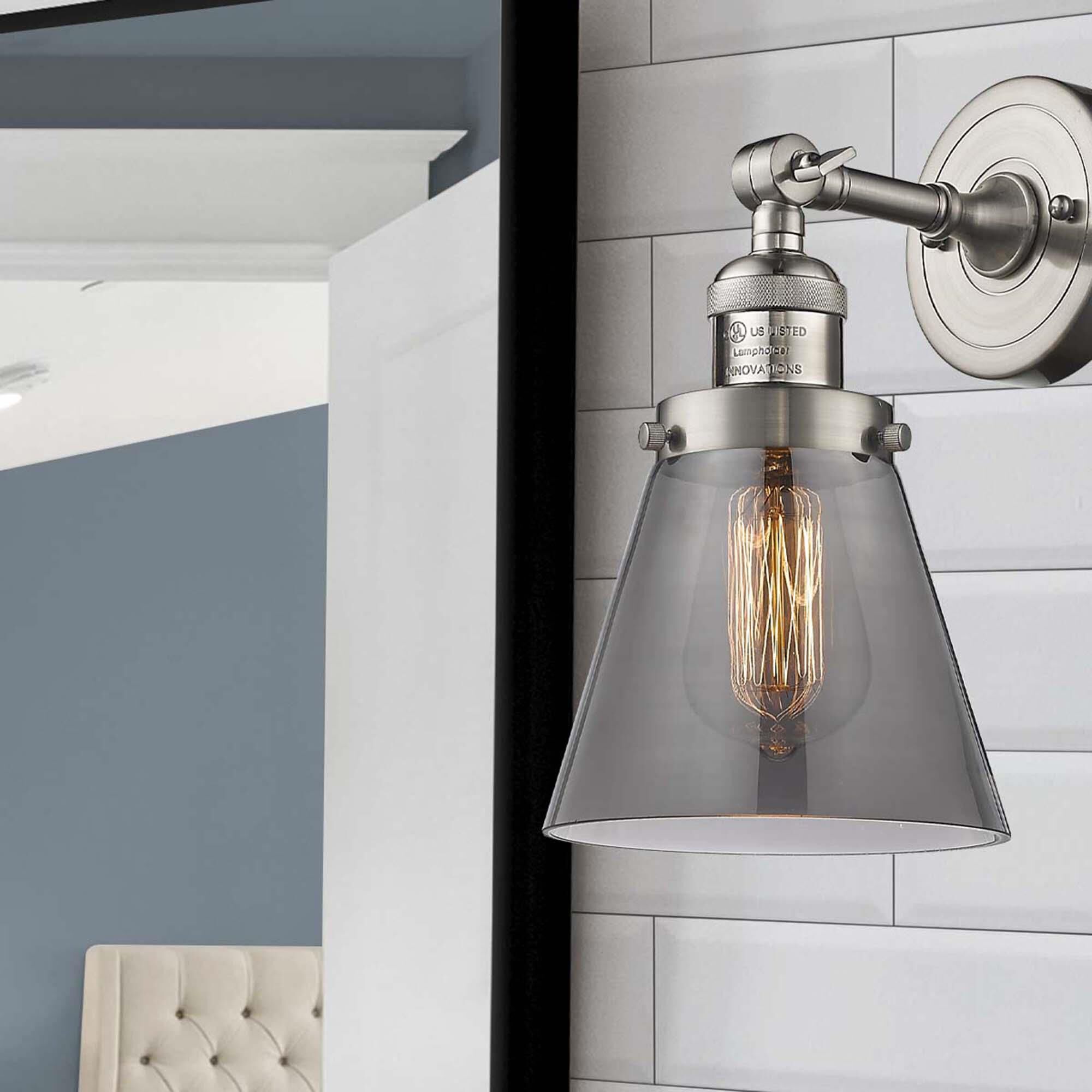 Shown in Brushed Satin Nickel finish and Smoked glass