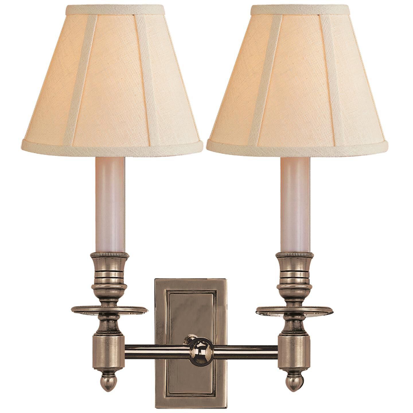 Shown in Antique Nickel finish and Linen shade