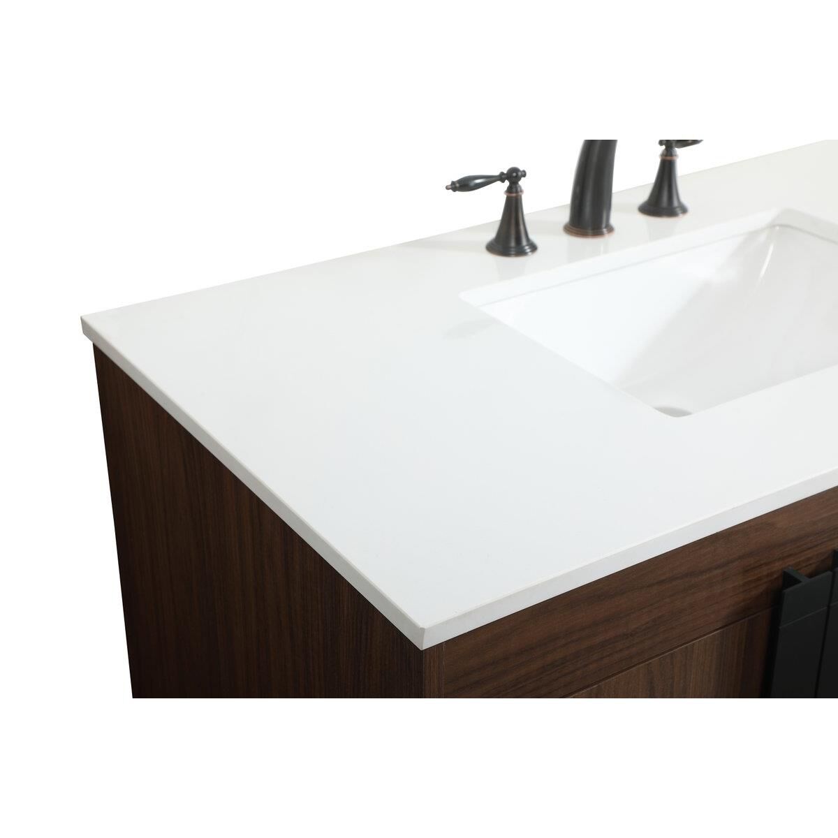 Shown in Walnut finish and Without Backsplash accent