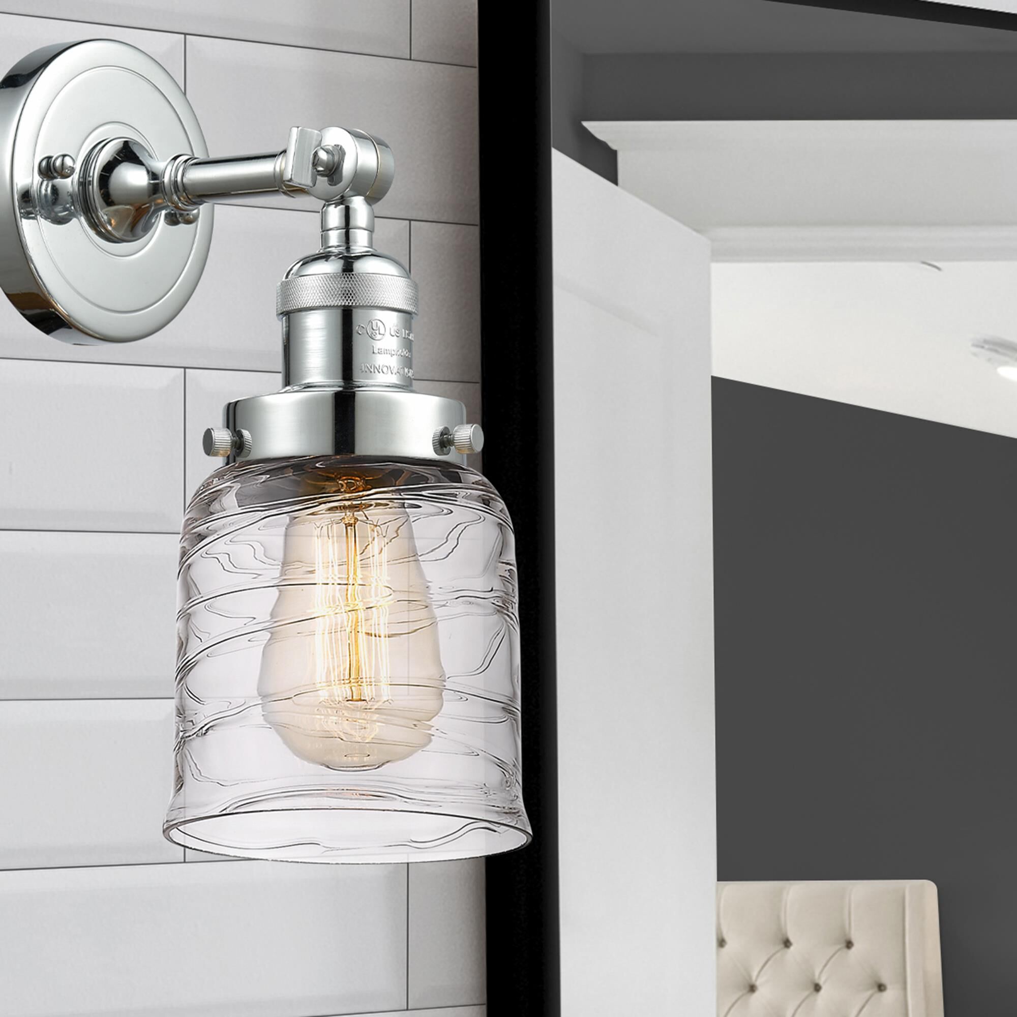 Shown in Polished Chrome finish and Clear glass