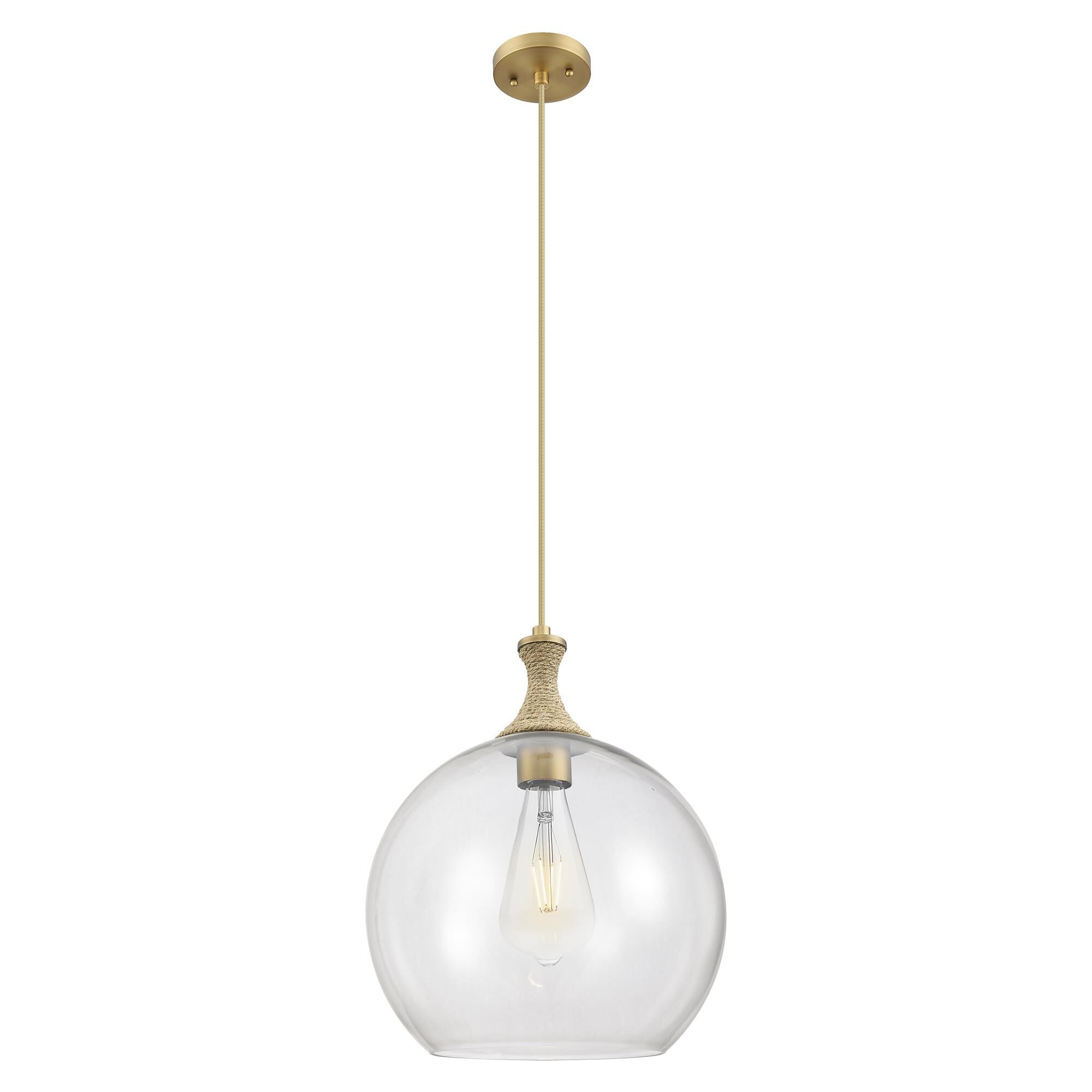Shown in Brushed Brass finish and Clear glass